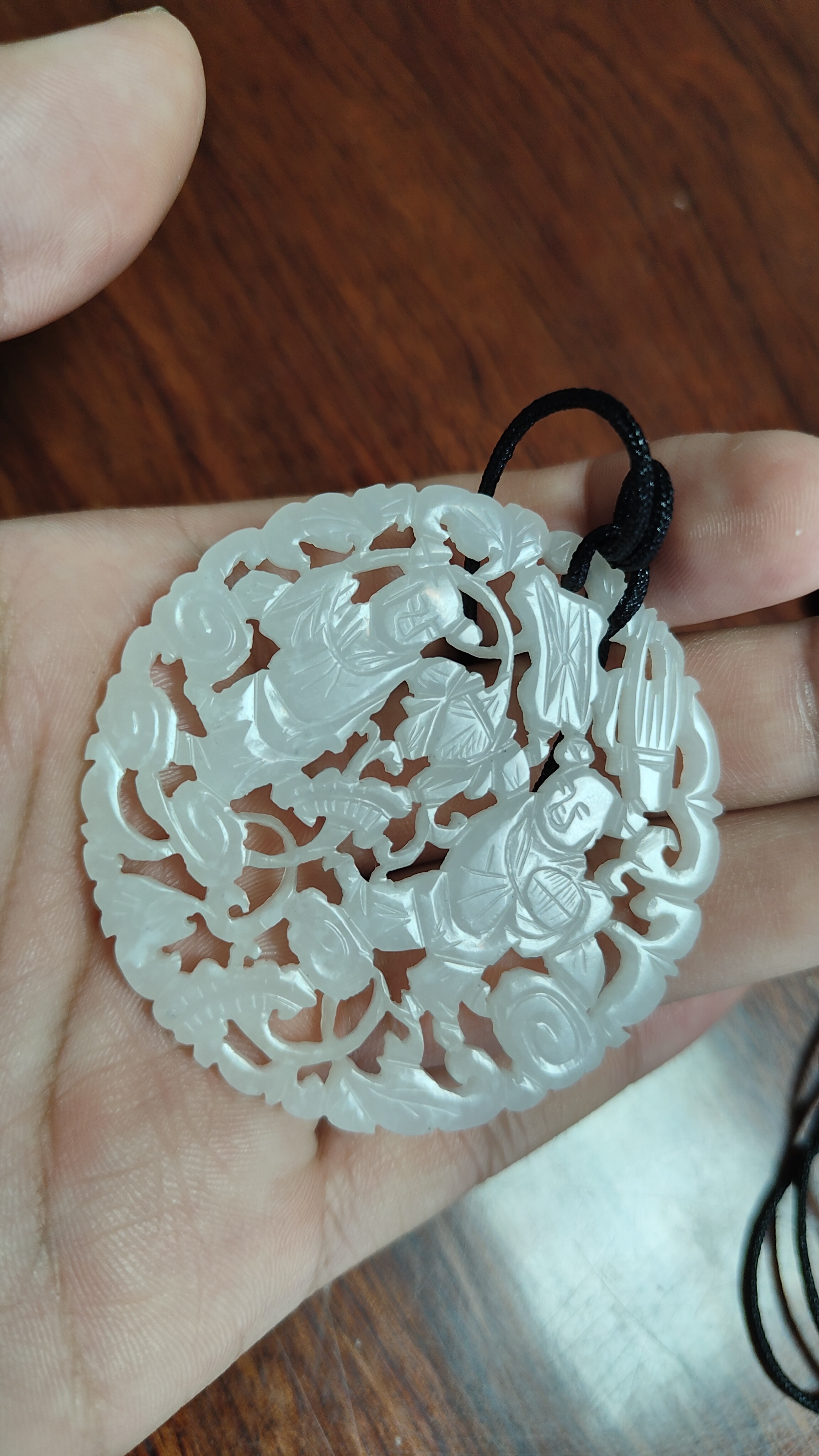 清代和合二仙玉佩    直径约5.