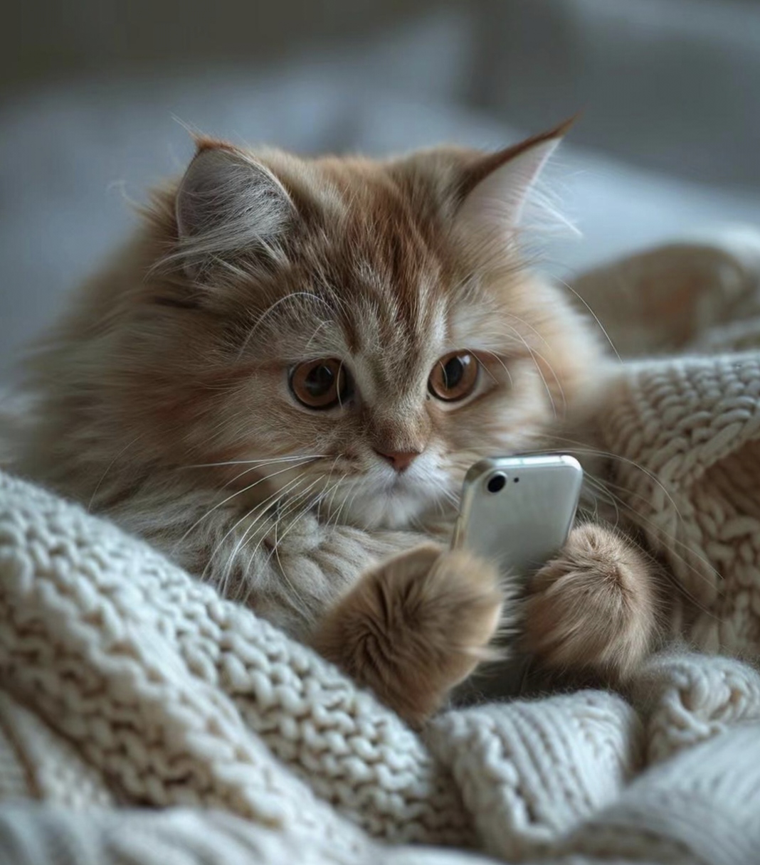猫咪爱手机真是绝绝子,你看这一个个熊孩子?专注的都爱看啥呢?