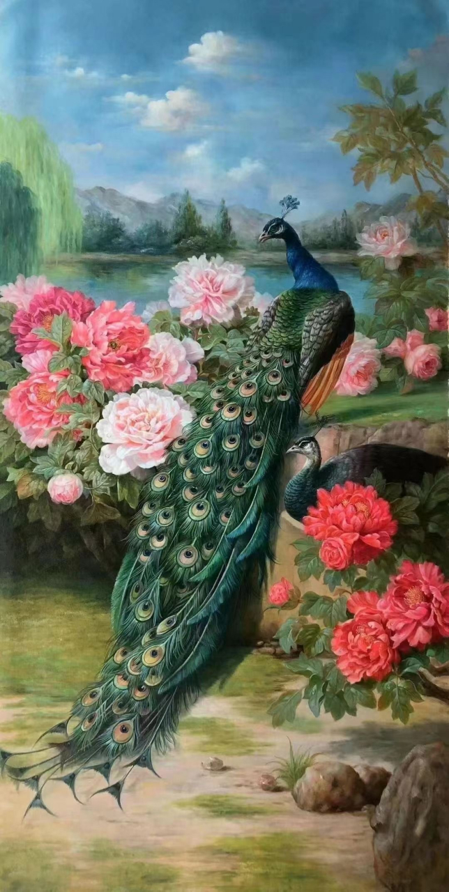 孔雀唯美(油画)