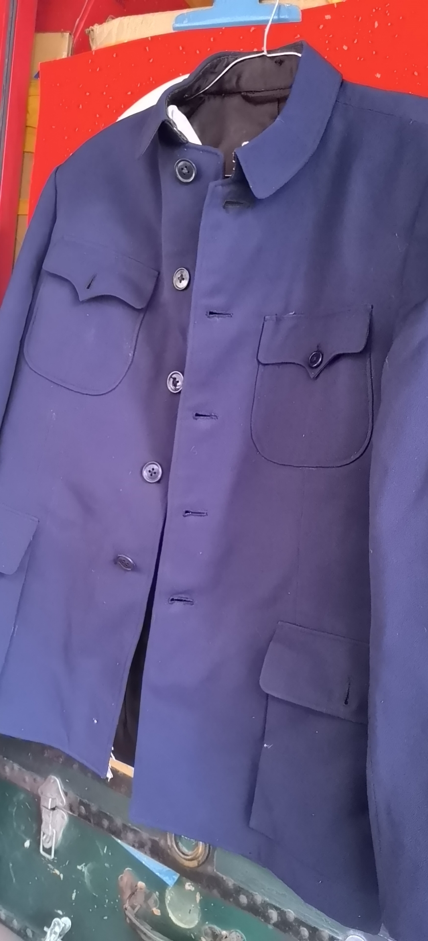 22老首长的一套蓝色中山装,好品,这套衣服60岁,你想收藏,找军品大王