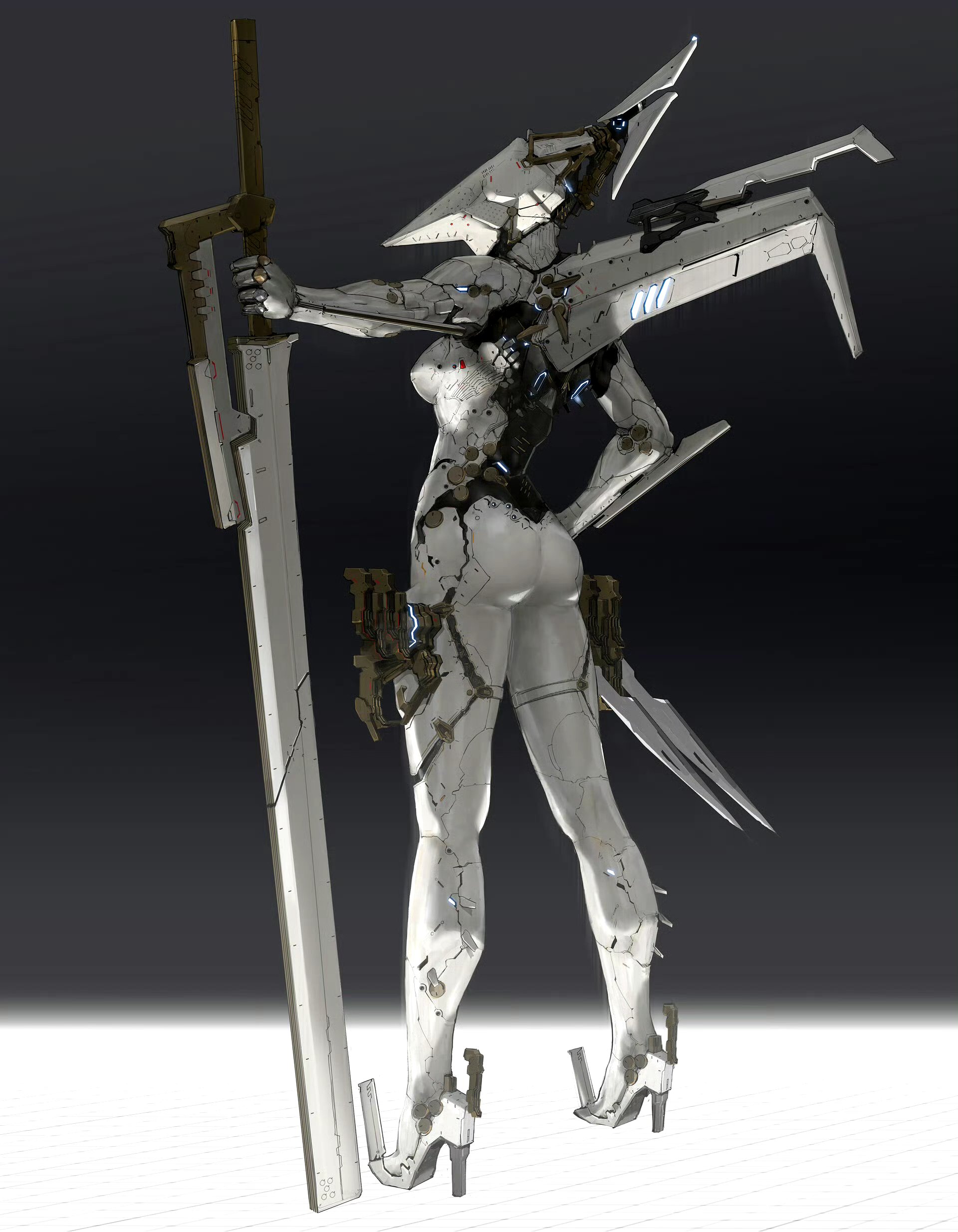 画师 ki woong kim绘制的一组机甲作品,描绘了造型华丽的白骑士机甲