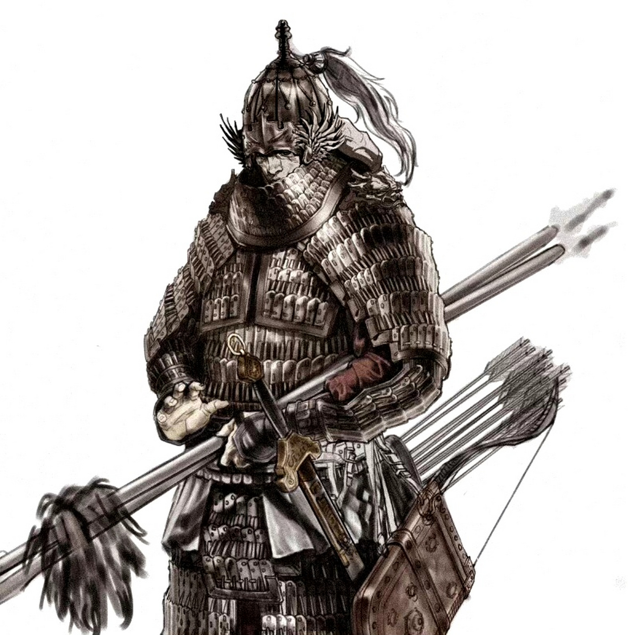 一组我国古代武士绘画作品欣赏,兵器与盔甲绘制十分考究,by 异客岁月