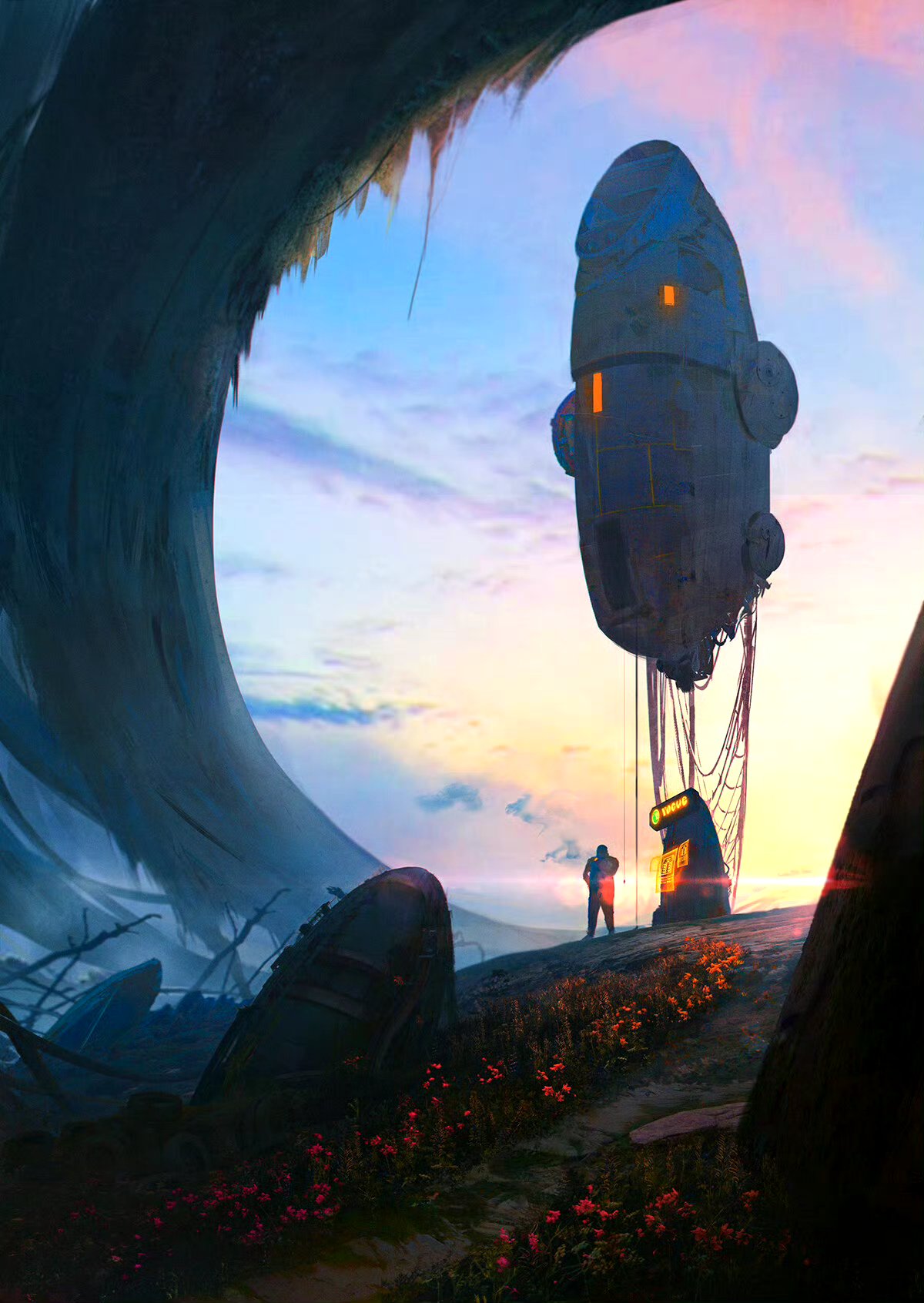 作品风格以科幻与写实融合为主,擅长构建未来感强烈的场景和概念设计