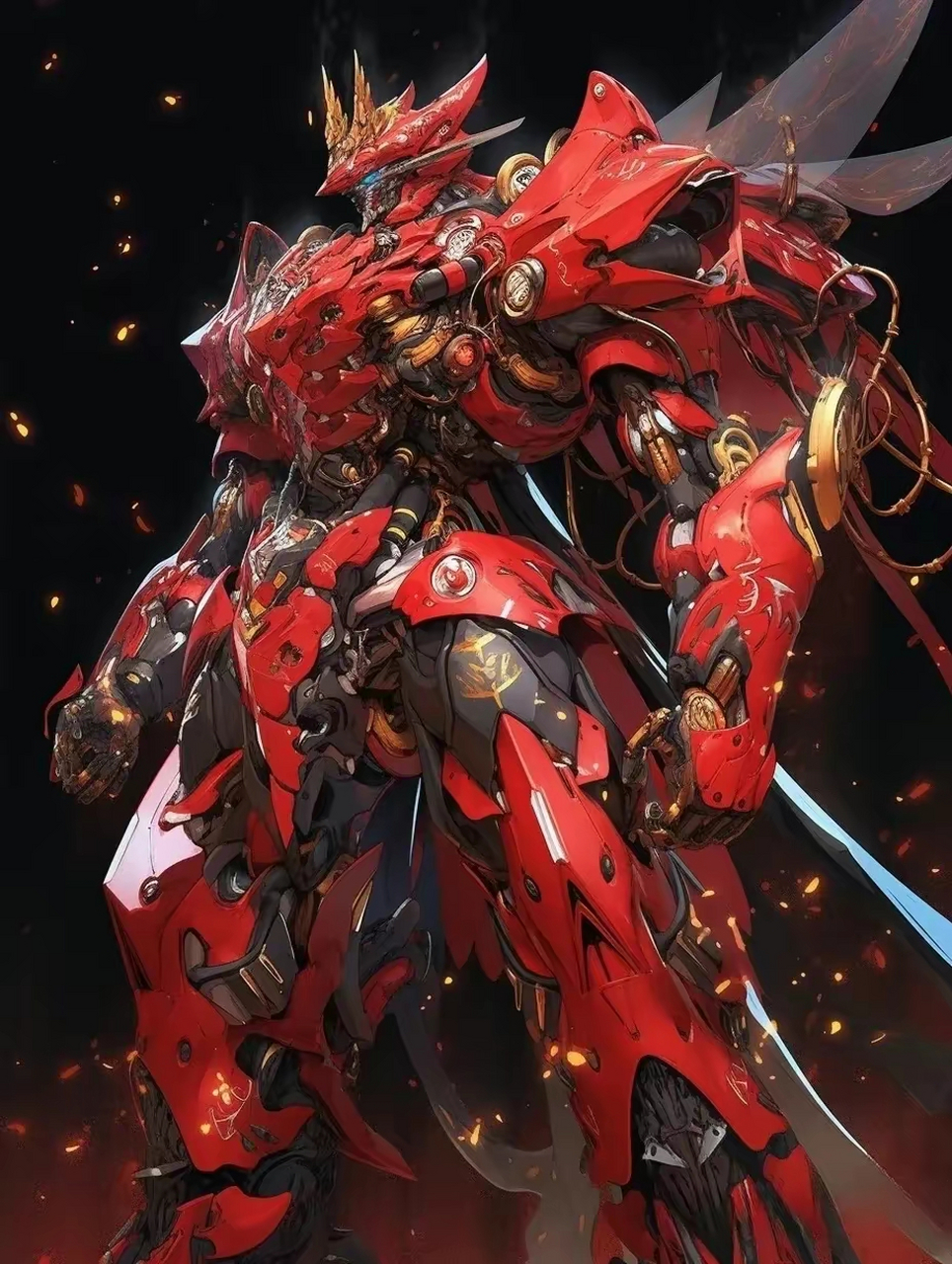 一组ai生成的机甲作品,装甲涂装绚丽多彩,身形壮硕威武.