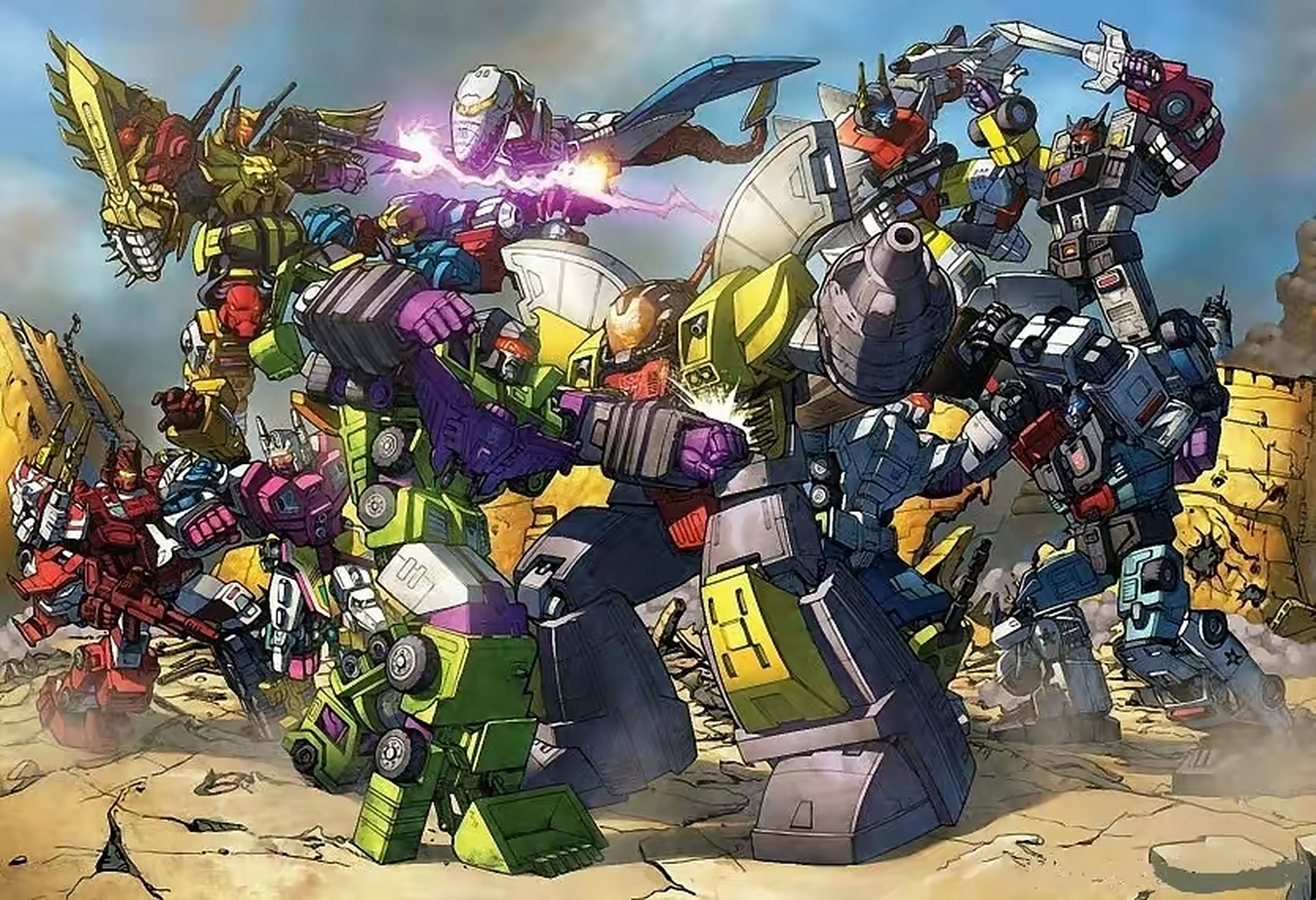 一组变形金刚角色插画欣赏,战斗中的组合金刚.