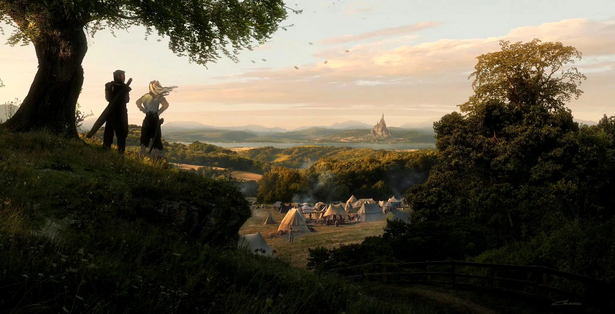 一组《剑风传奇》概念插画欣赏,采用了景深构图,突出了场景的深远和