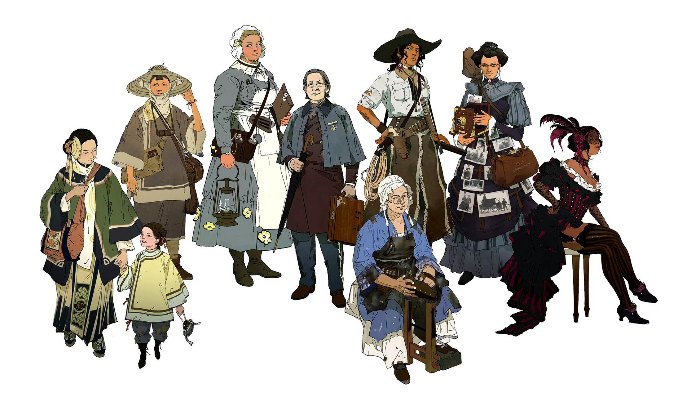 画师lulu zhang人物设计插画欣赏,狂野西部的人物群像.