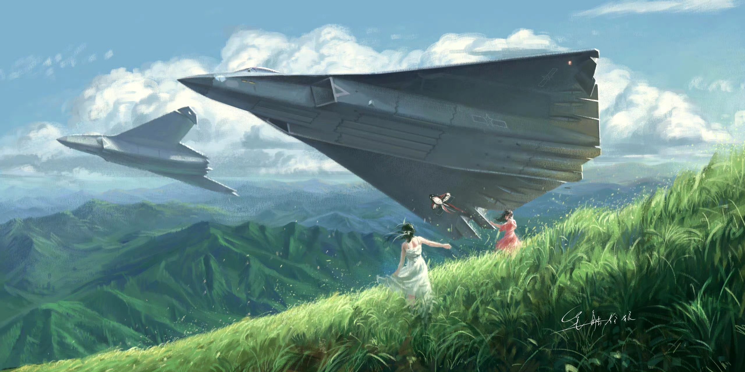 画师"手绘狼群"近期绘制的一组军事题材绘画作品