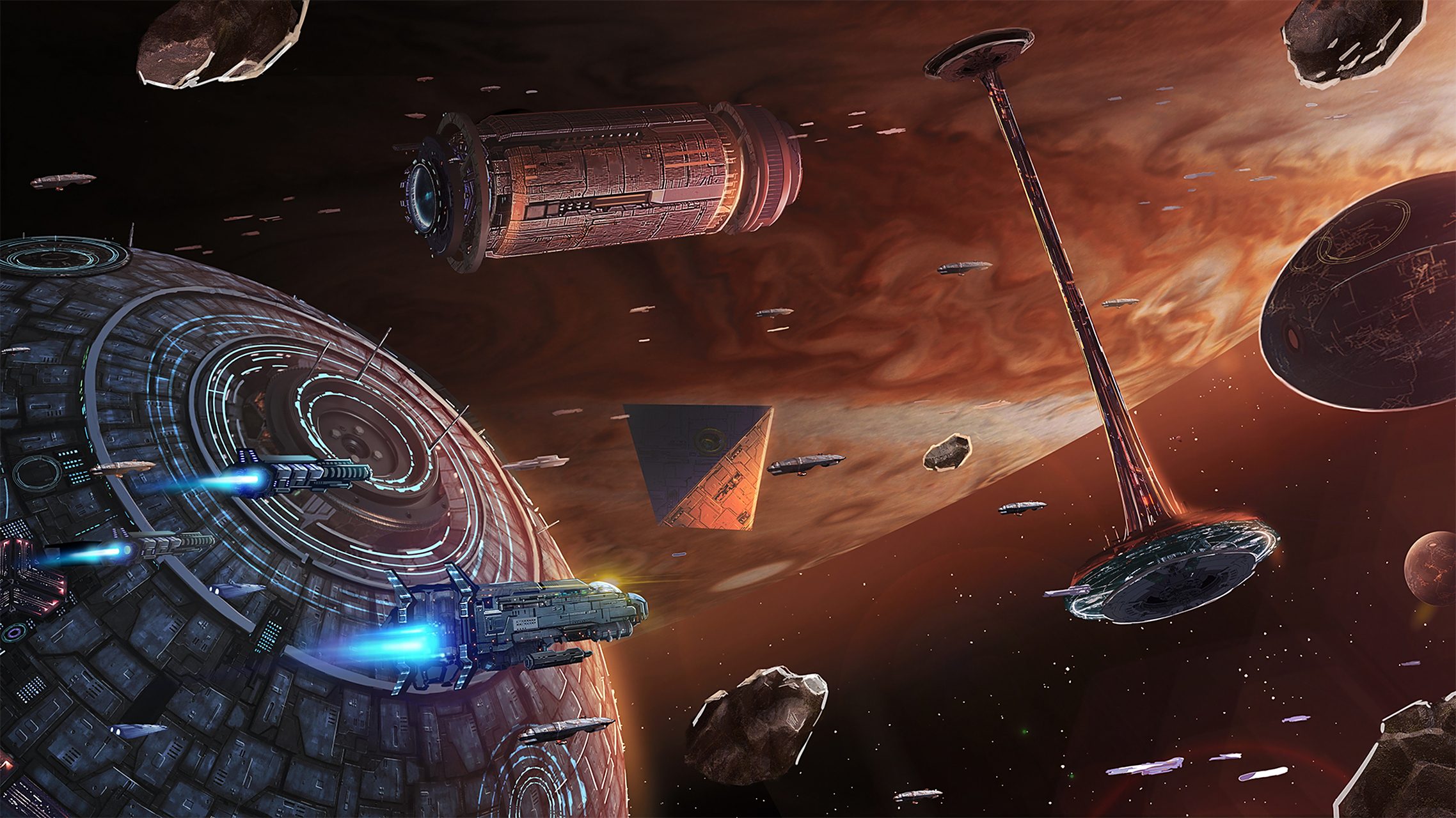 三体社区发布一组科幻绘画作品,展现了三体小说中著名的场景,包含了