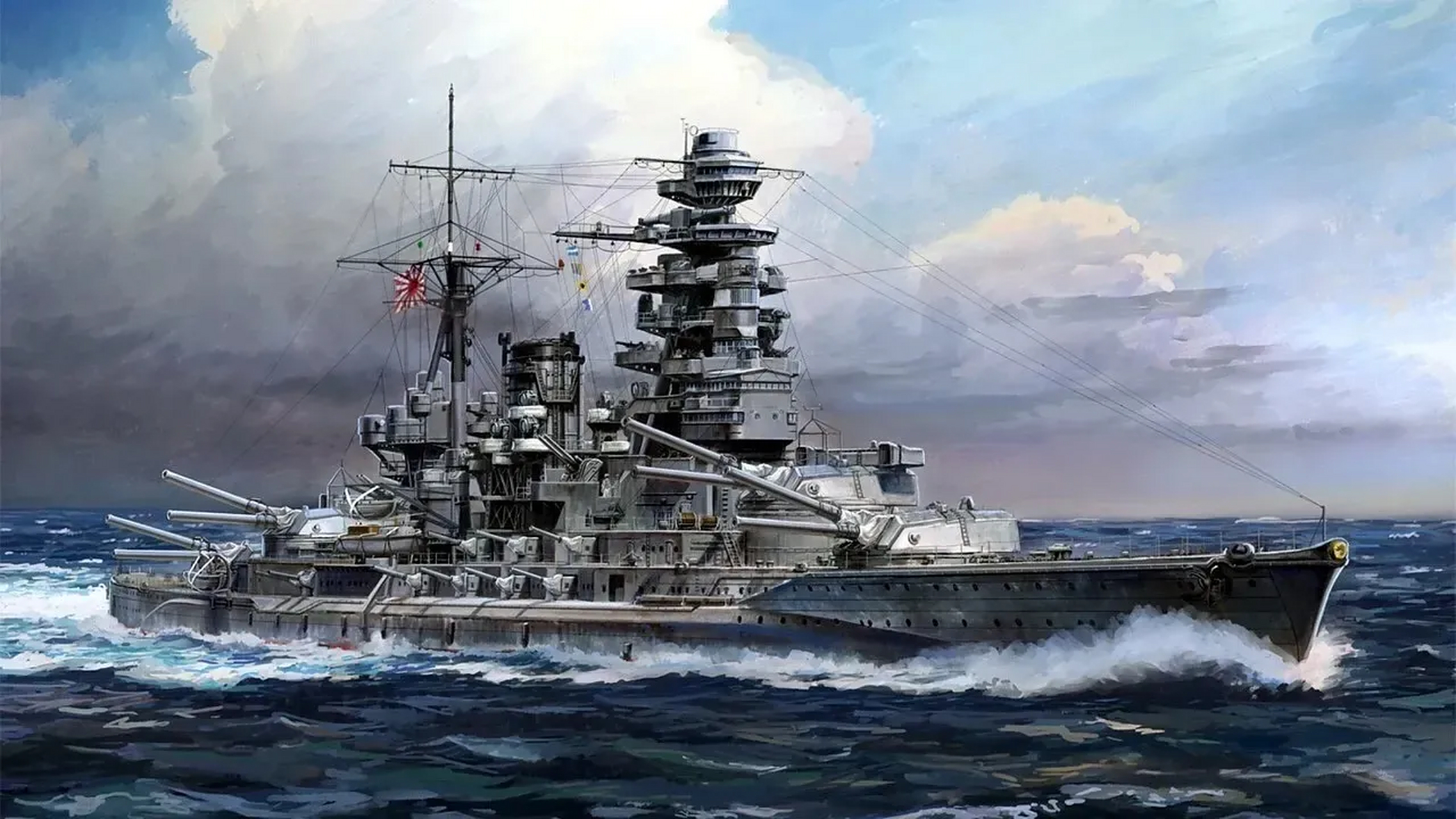一组二战战列舰绘画作品欣赏,大舰巨炮虽然已经远去,但是不能忘记其