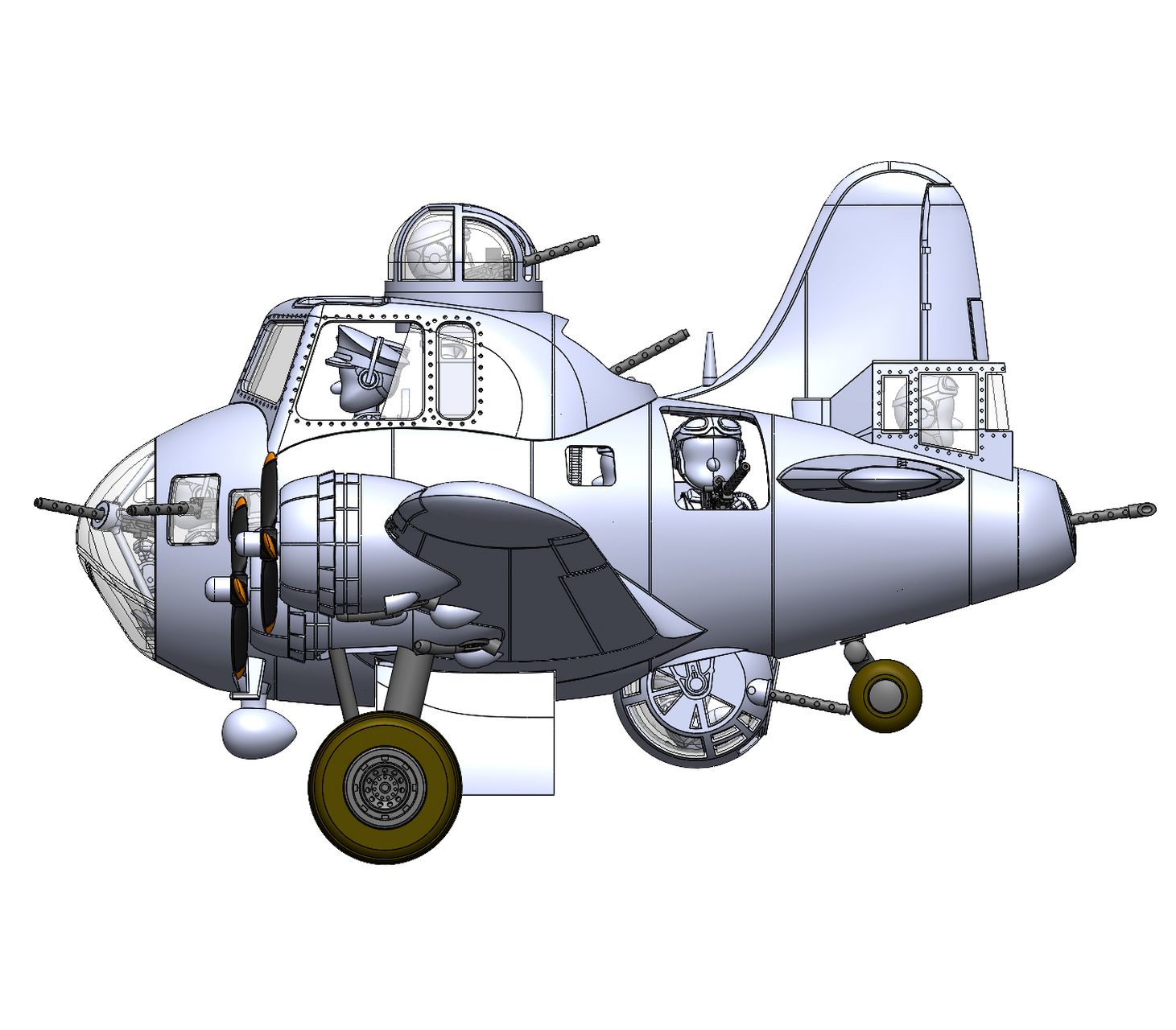 建模欣赏:拓城模型 q版 b-17"空中堡垒"轰炸机,机身内可以放入10个