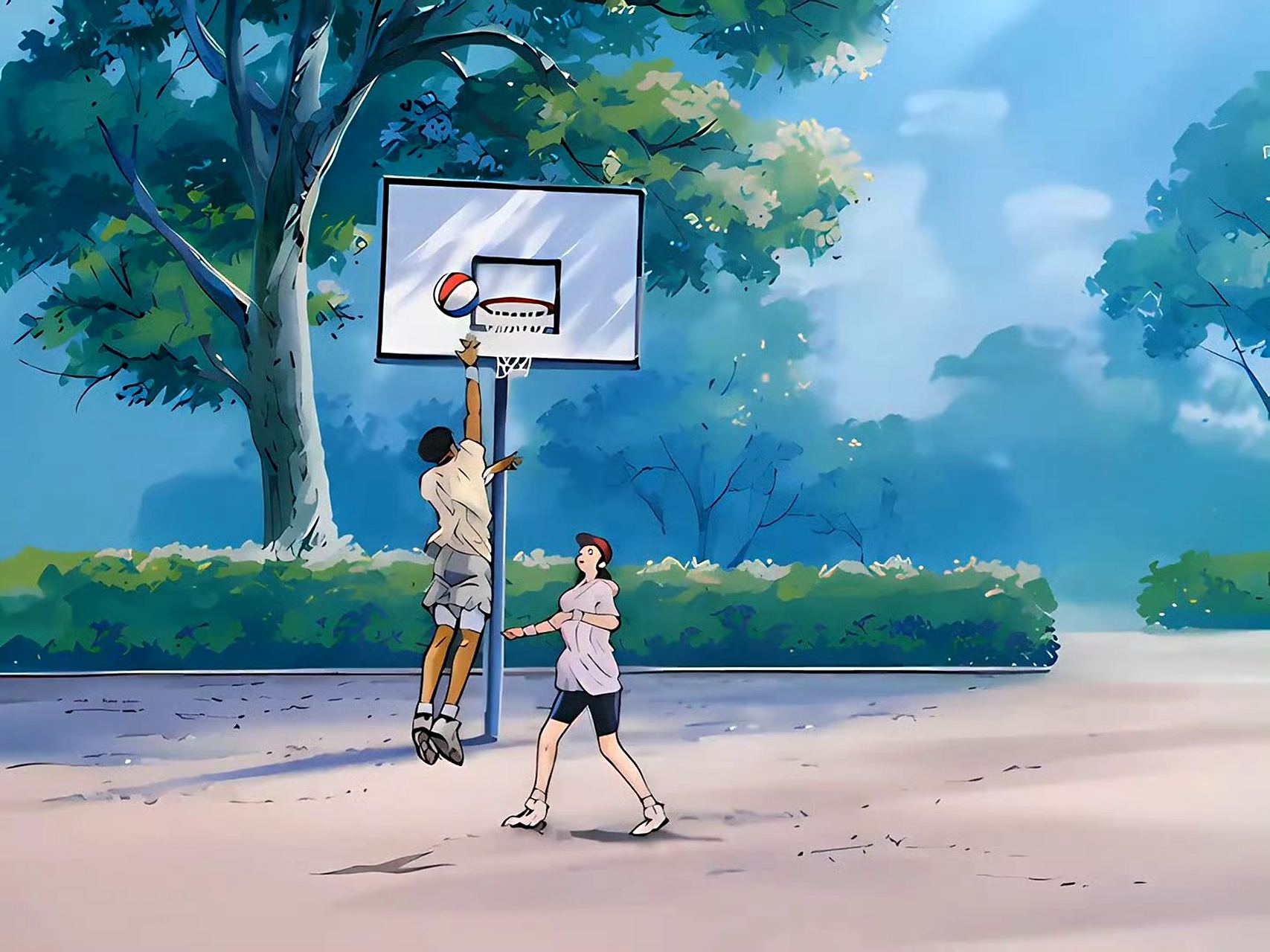 动画《灌篮高手》片尾插画欣赏,展现了湘北五人的各种生活场景,当年追