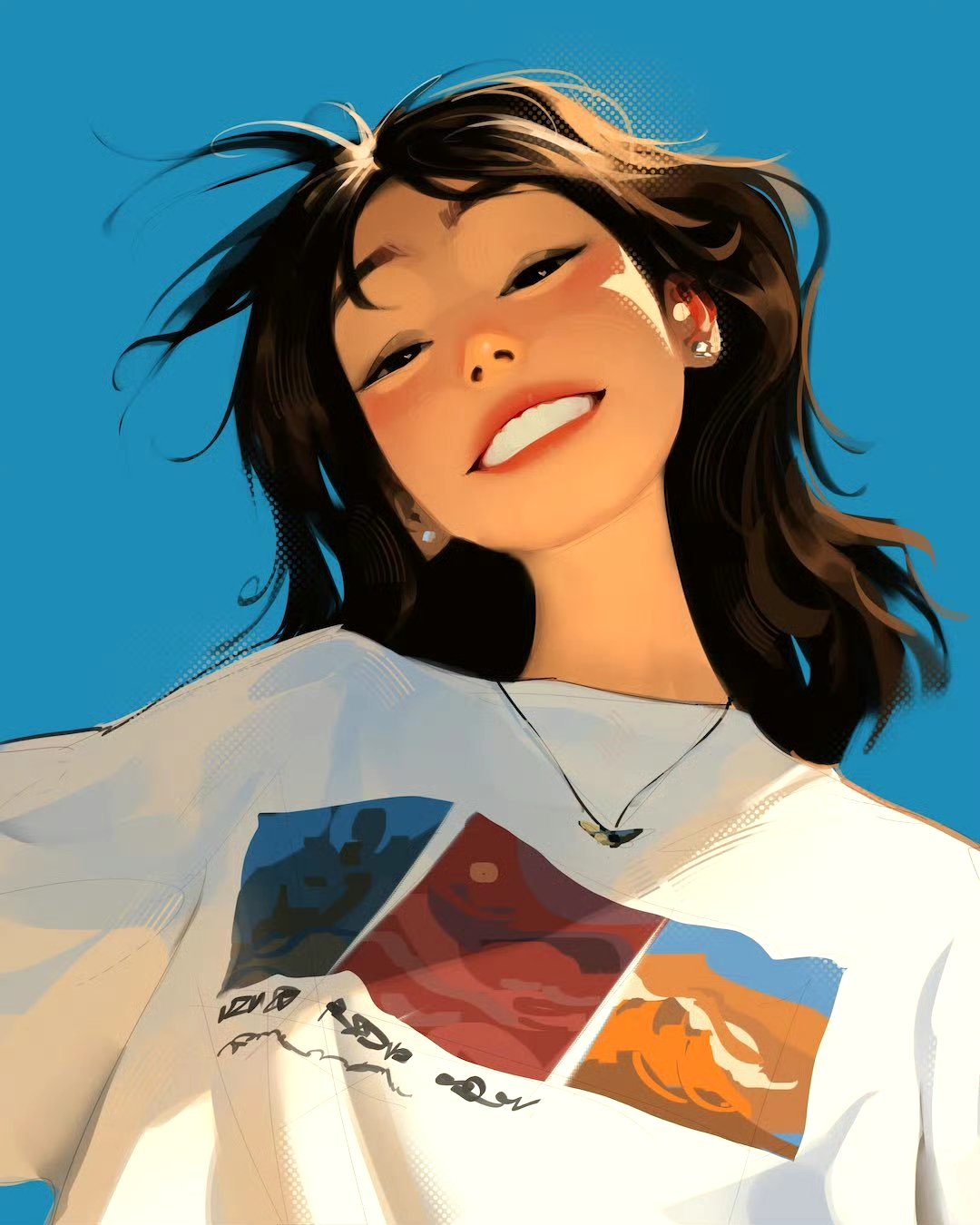 画师sam yang动漫人物插画作品欣赏,用复古与时尚并存的风格描绘了