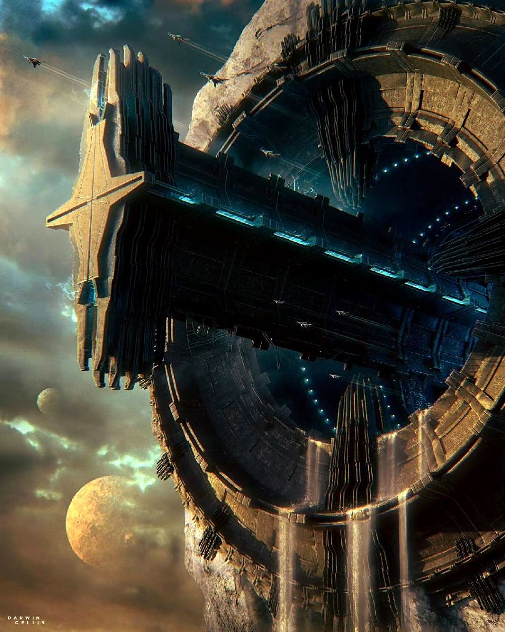 画师darwin cellis科幻场景作品欣赏,描绘了外星异界的景象,抽象而