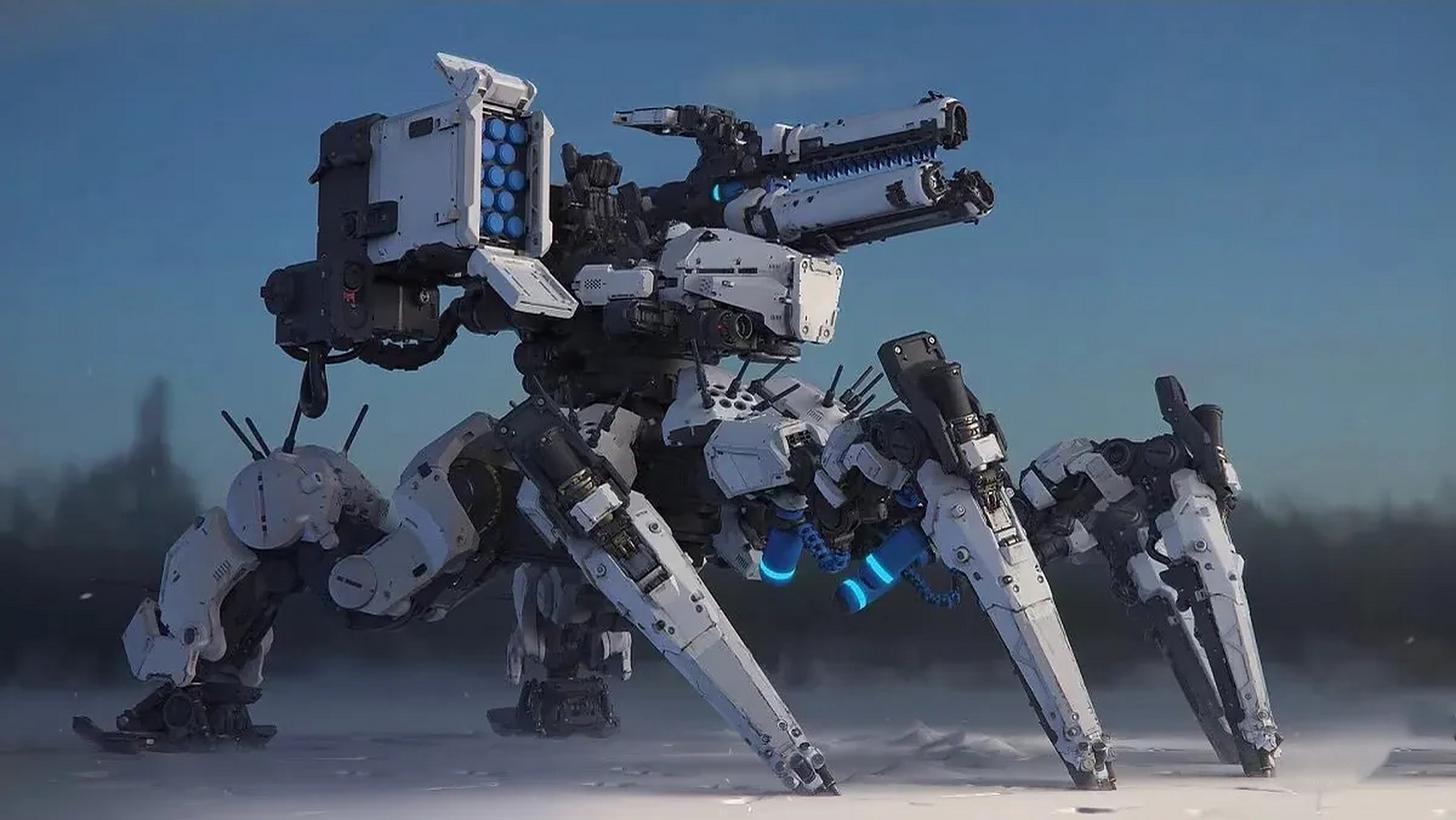 一组未来地面载具设计欣赏,展现了多足与履带式的作战装备.