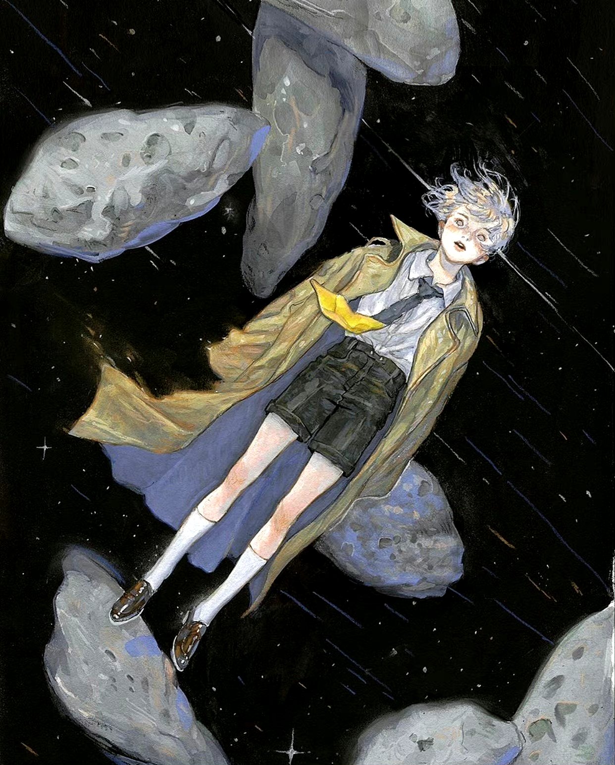 插画师 noma 水彩人物插画欣赏,画面充满治愈的风格.