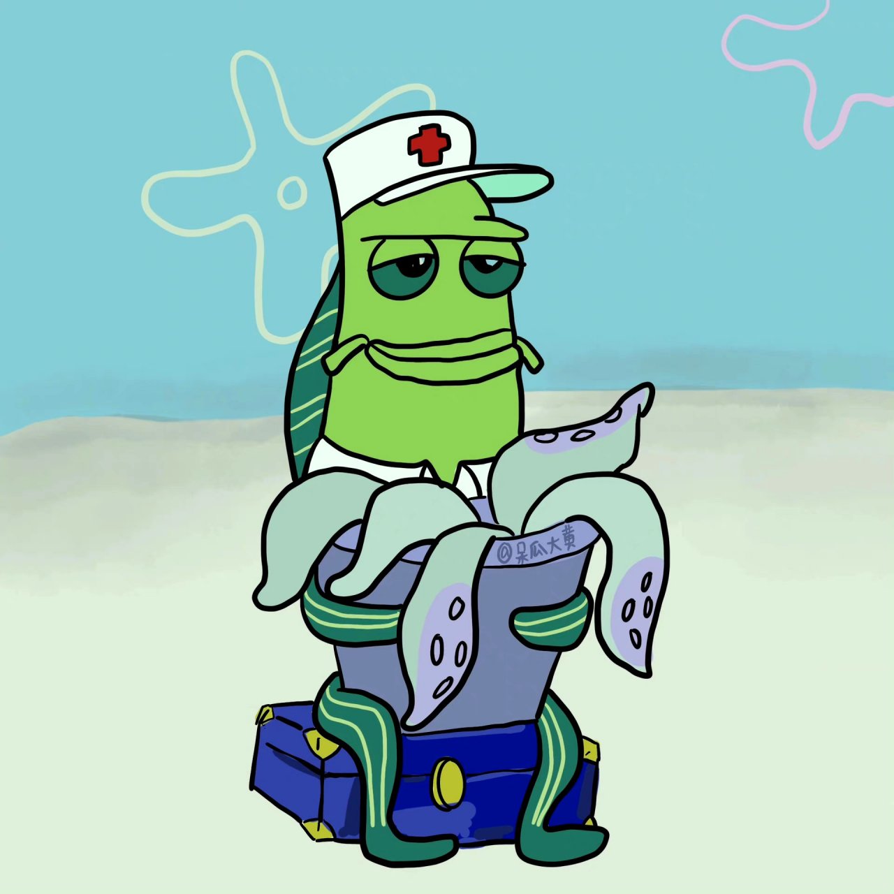 动画片《海绵宝宝》中比奇堡的跑龙套鱼 676767,种类和打扮还是