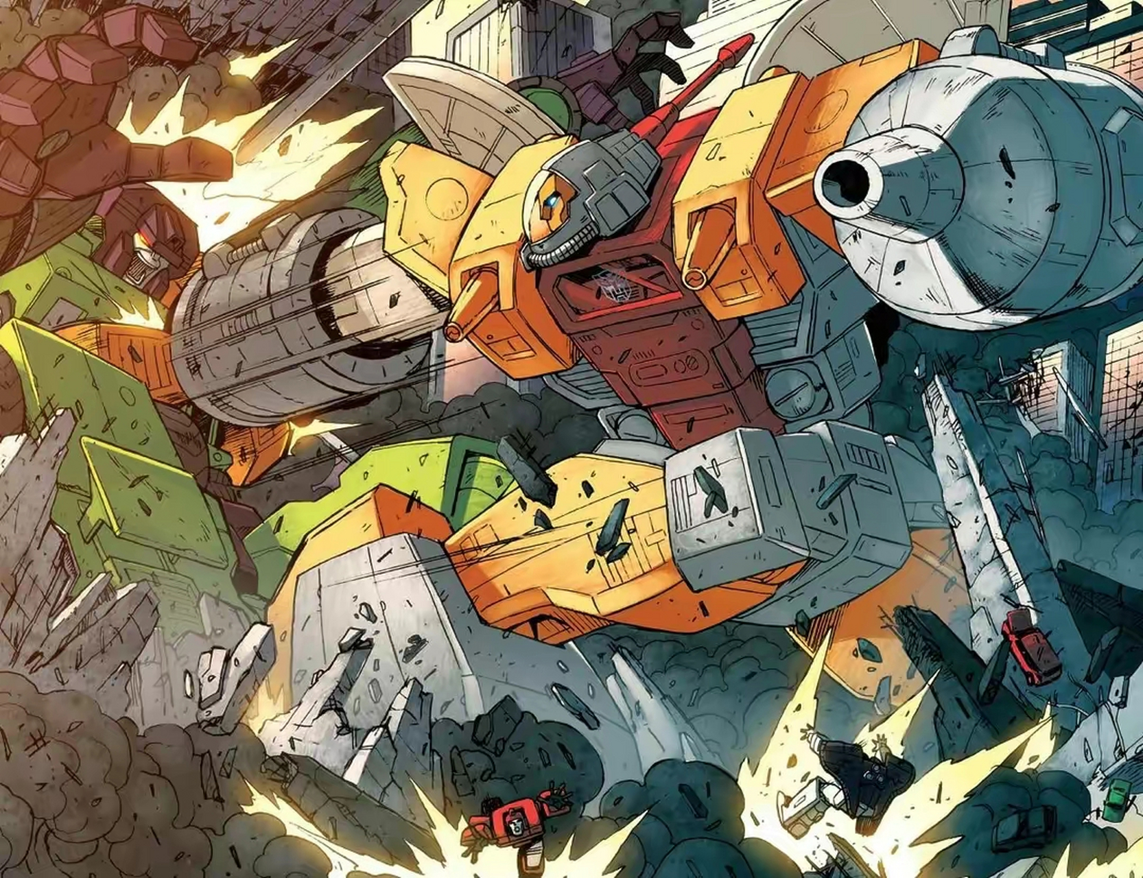 一组变形金刚角色插画欣赏,战斗中的组合金刚.