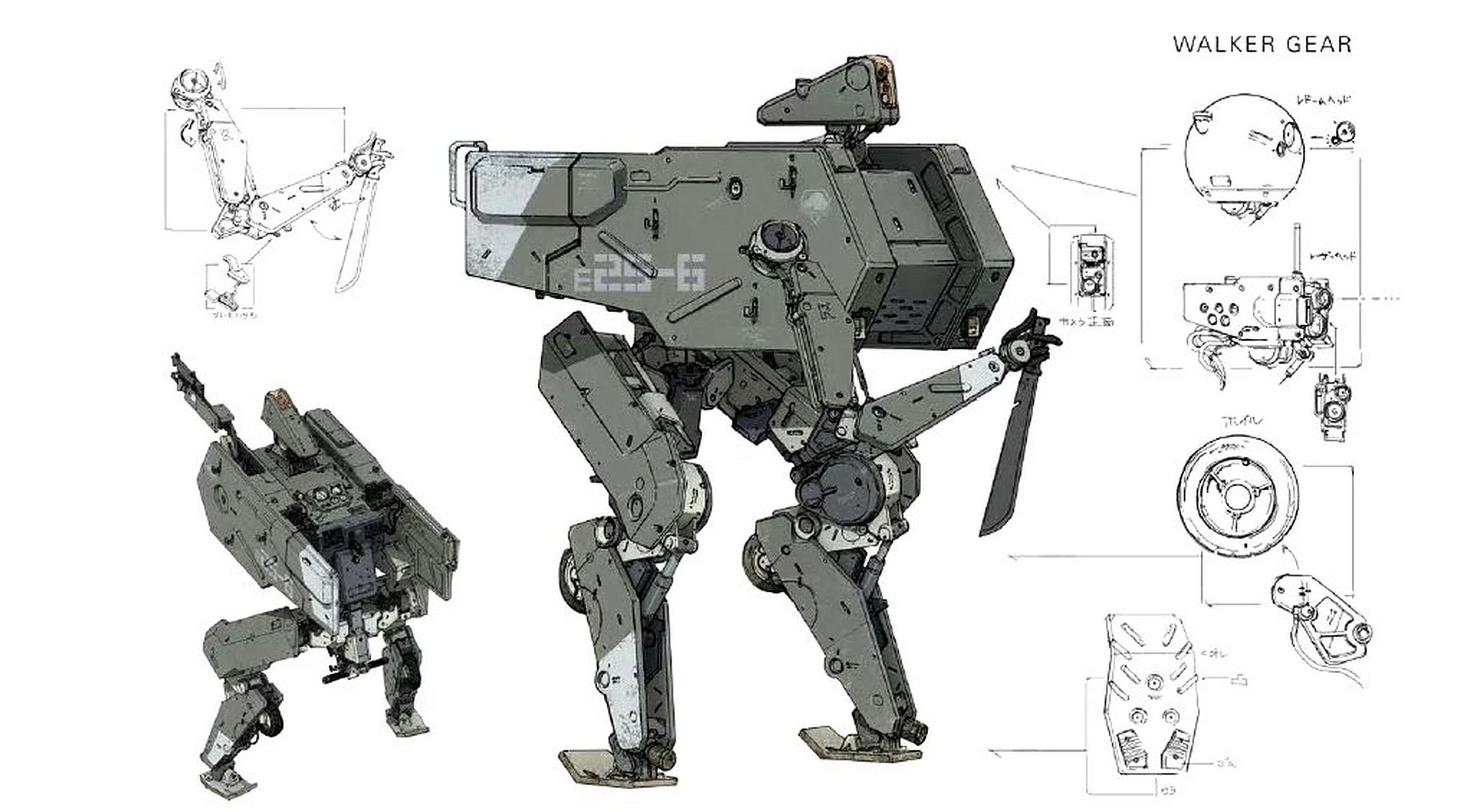 一组《合金装备v》的机甲设计图稿欣赏,沿袭了前作的要素.