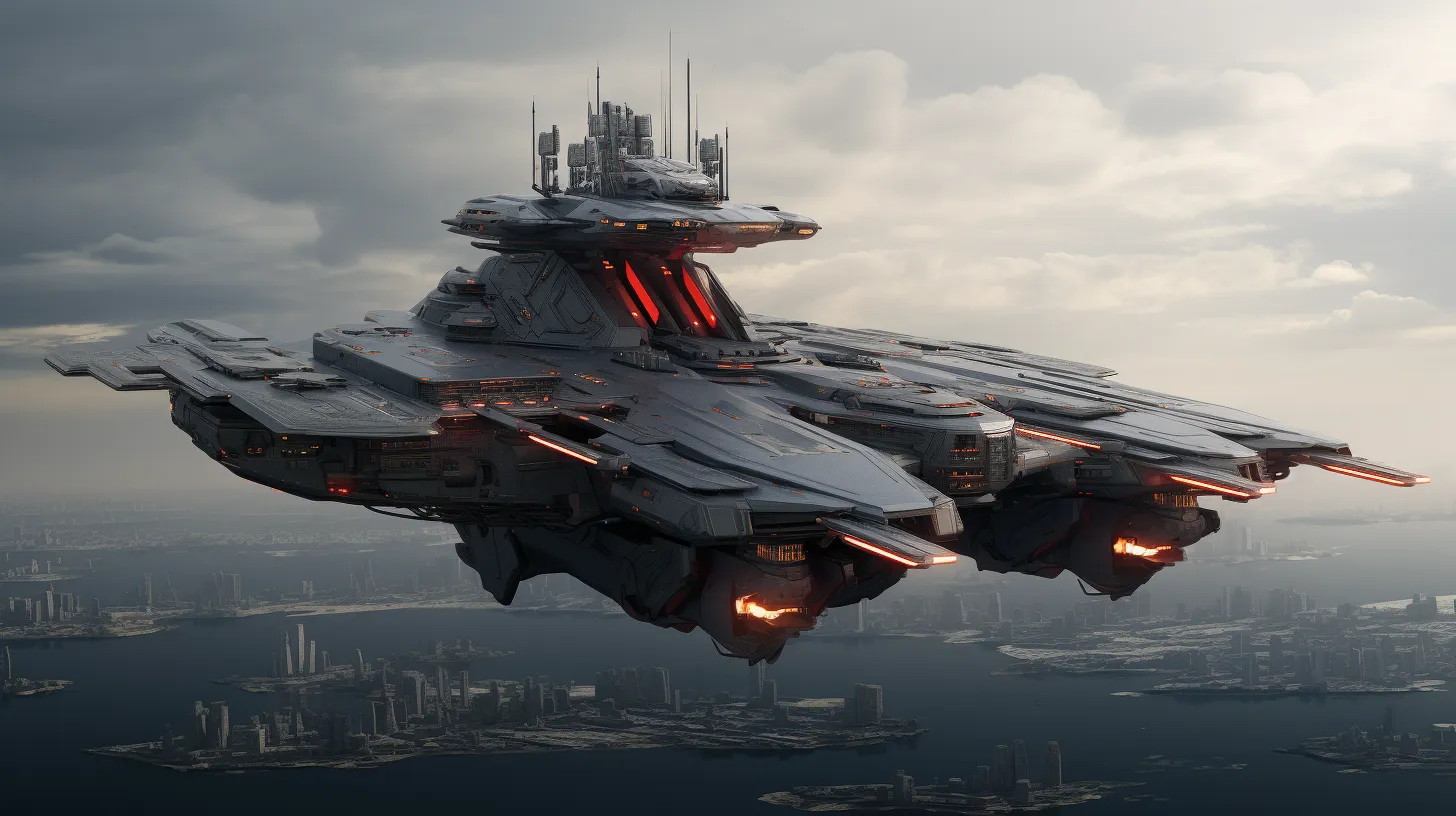 ai生成的一组太空战舰设计作品,展现了人类未来各种造型的飞船,期待这