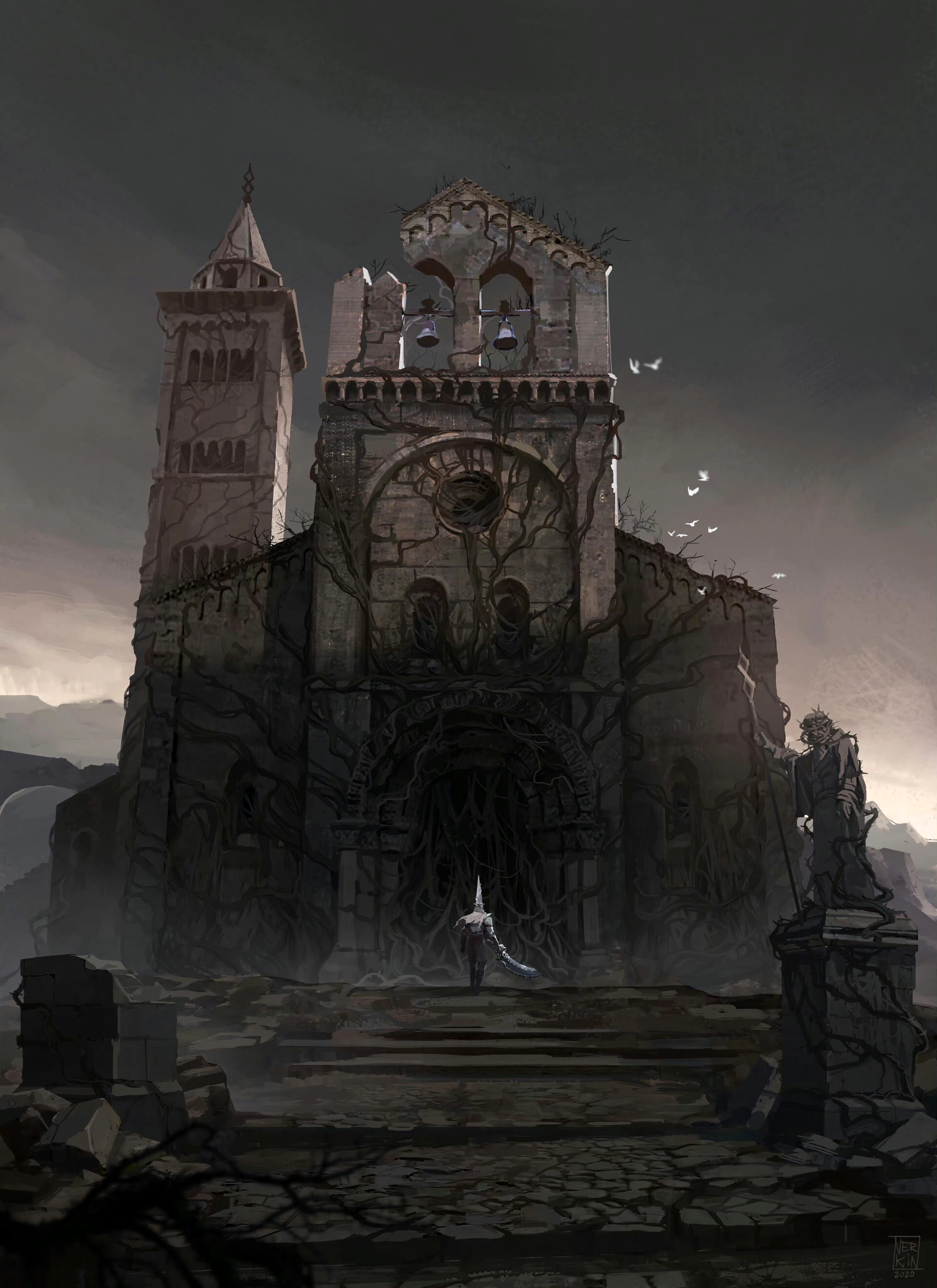 艺术家jesús campos概念场景绘画作品欣赏,以"渎神"为主题,描绘了一