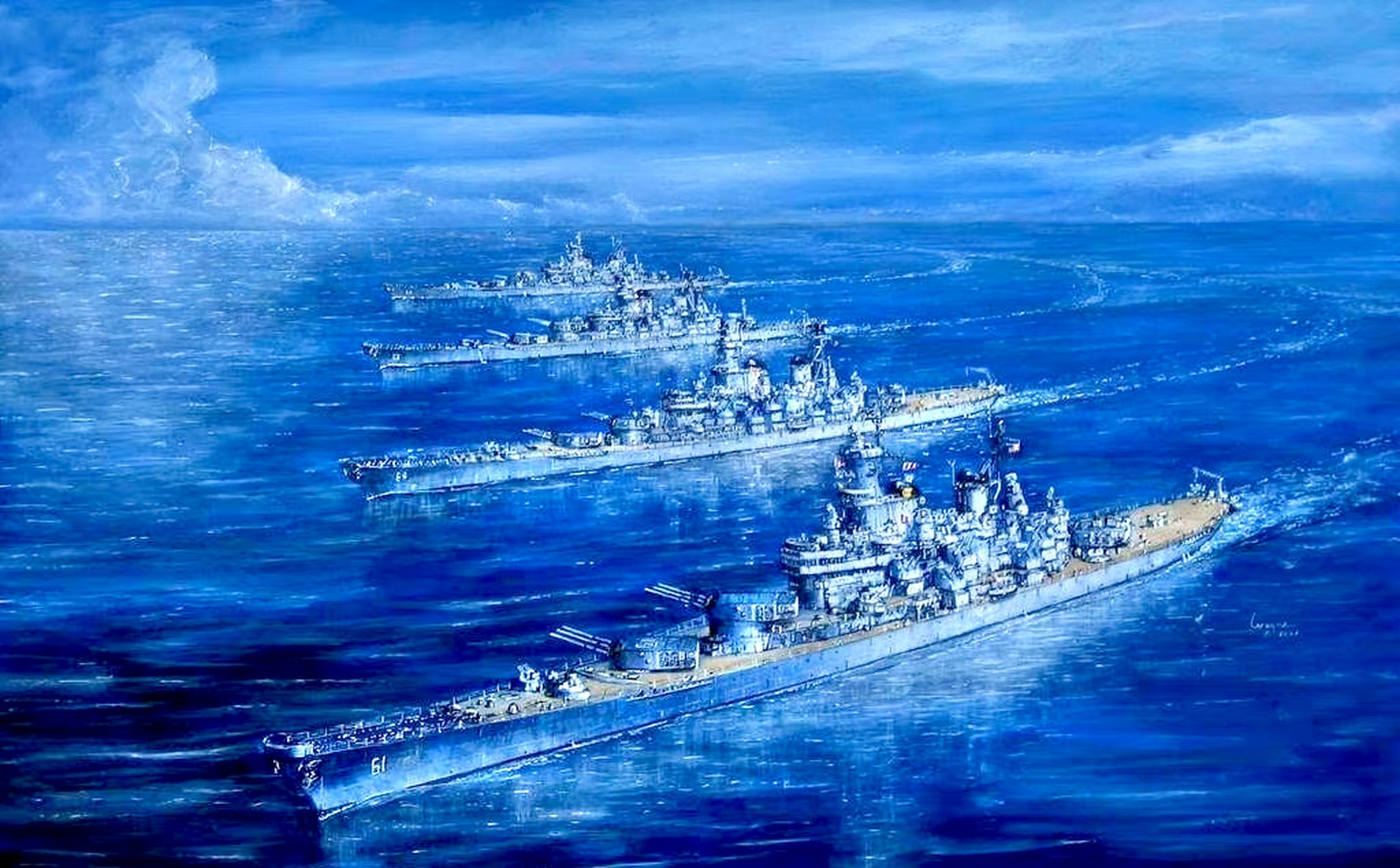 一组战列舰绘画作品欣赏,虽然已经成为了历史,但是它们的身影和故事不