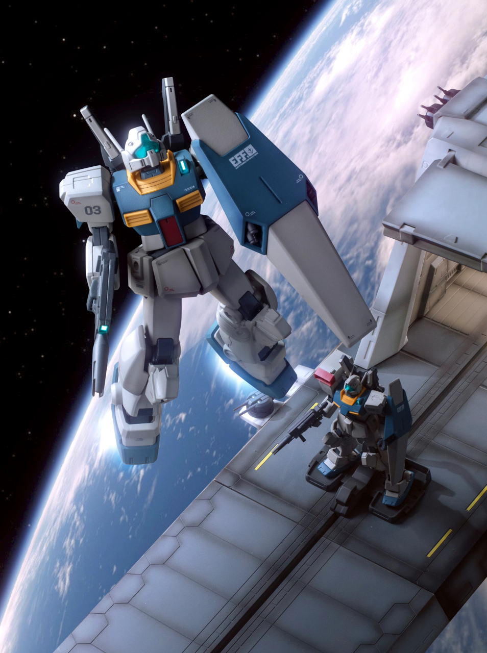 模型欣赏:一组机动战士高达模型摄影,再现了剧中的经典场景,by 吖-珏.