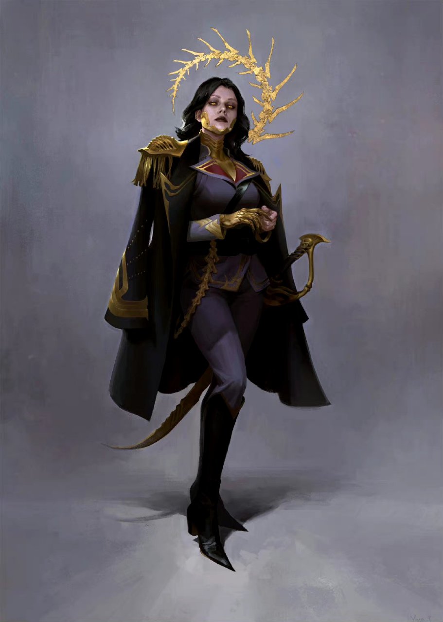 画师yang j奇幻人物插画欣赏,用对比强烈的色彩突出了人物的神秘色彩.