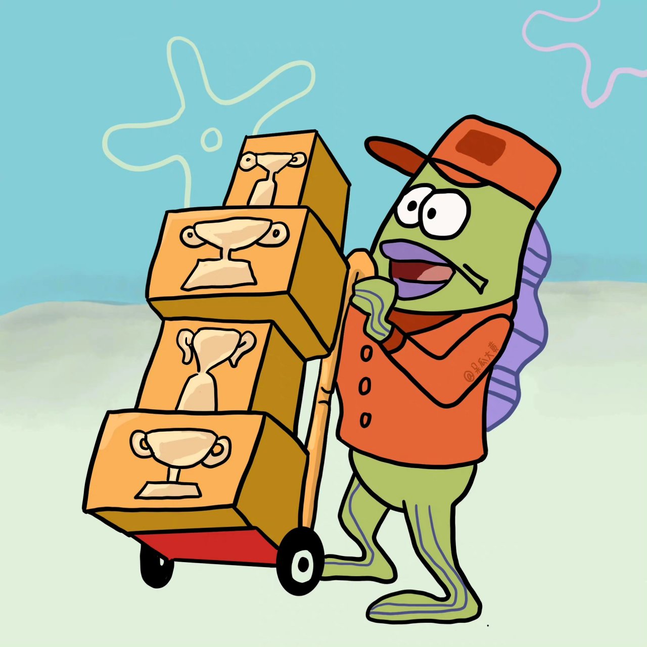 动画片《海绵宝宝》中比奇堡的跑龙套鱼 676767,种类和打扮还是