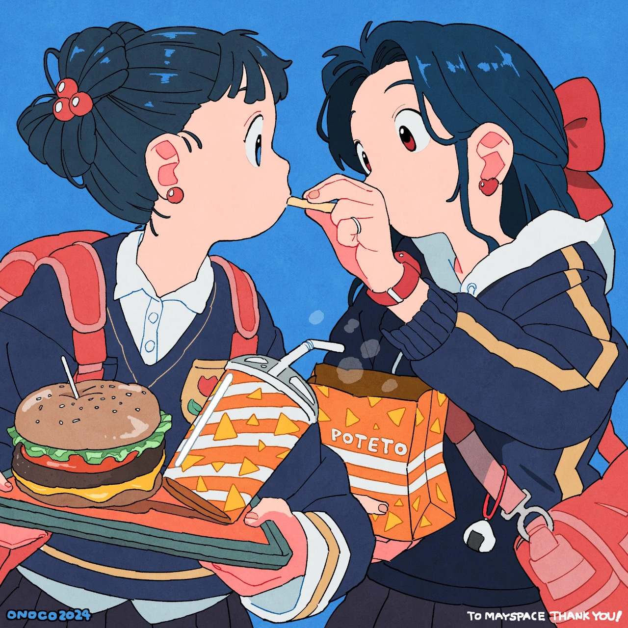 画师onoco动漫插画作品欣赏,用细腻的风格描绘了可爱少女的日常生活