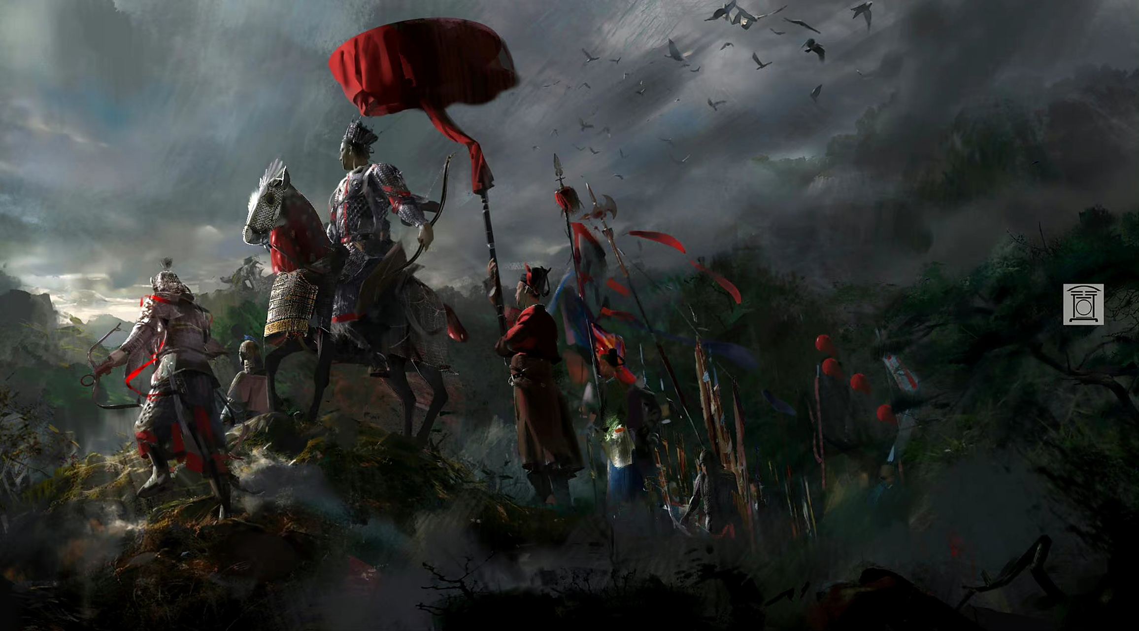 画师shuai zhang古风写实插画欣赏,描绘了古代战斗与平民的生活场景.