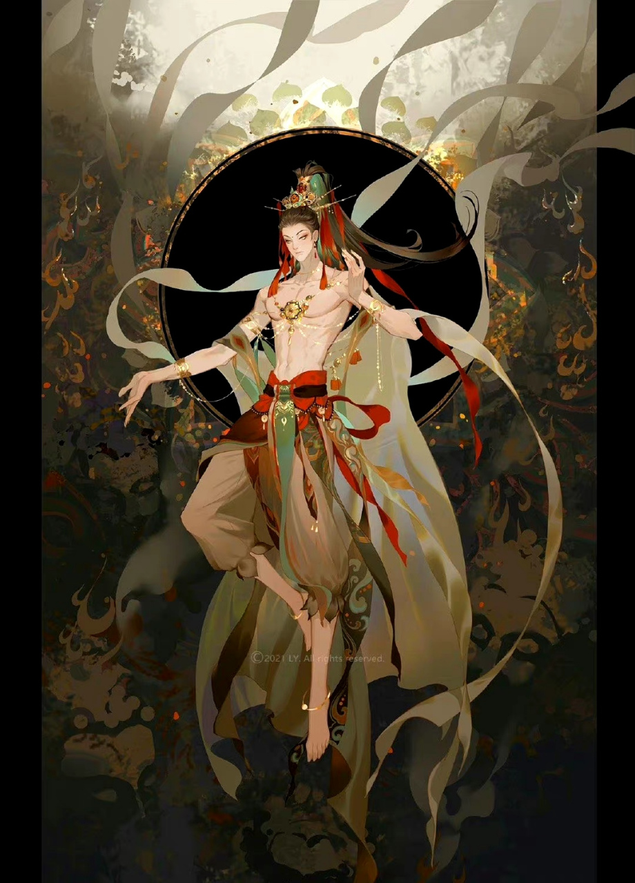 一组国风插画欣赏:敦煌飞天,by 炼妖ly.#动漫# #插画# #国风召集令