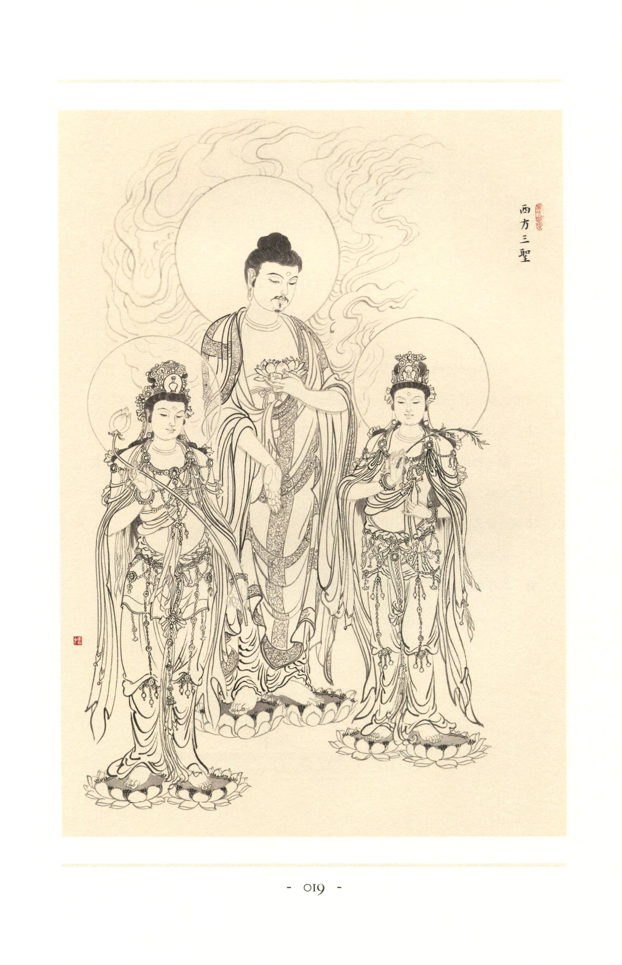 画家李云中佛像造像人物白描作品欣赏