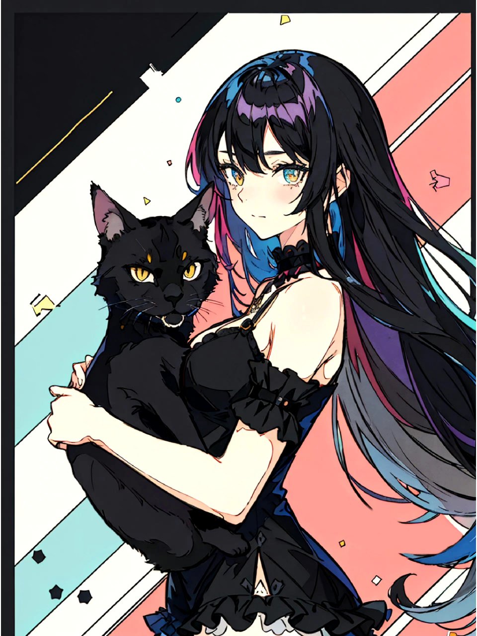 一组ai生成的动漫角色插画作品,名为黑猫少女.#动漫# #插画# #二次元