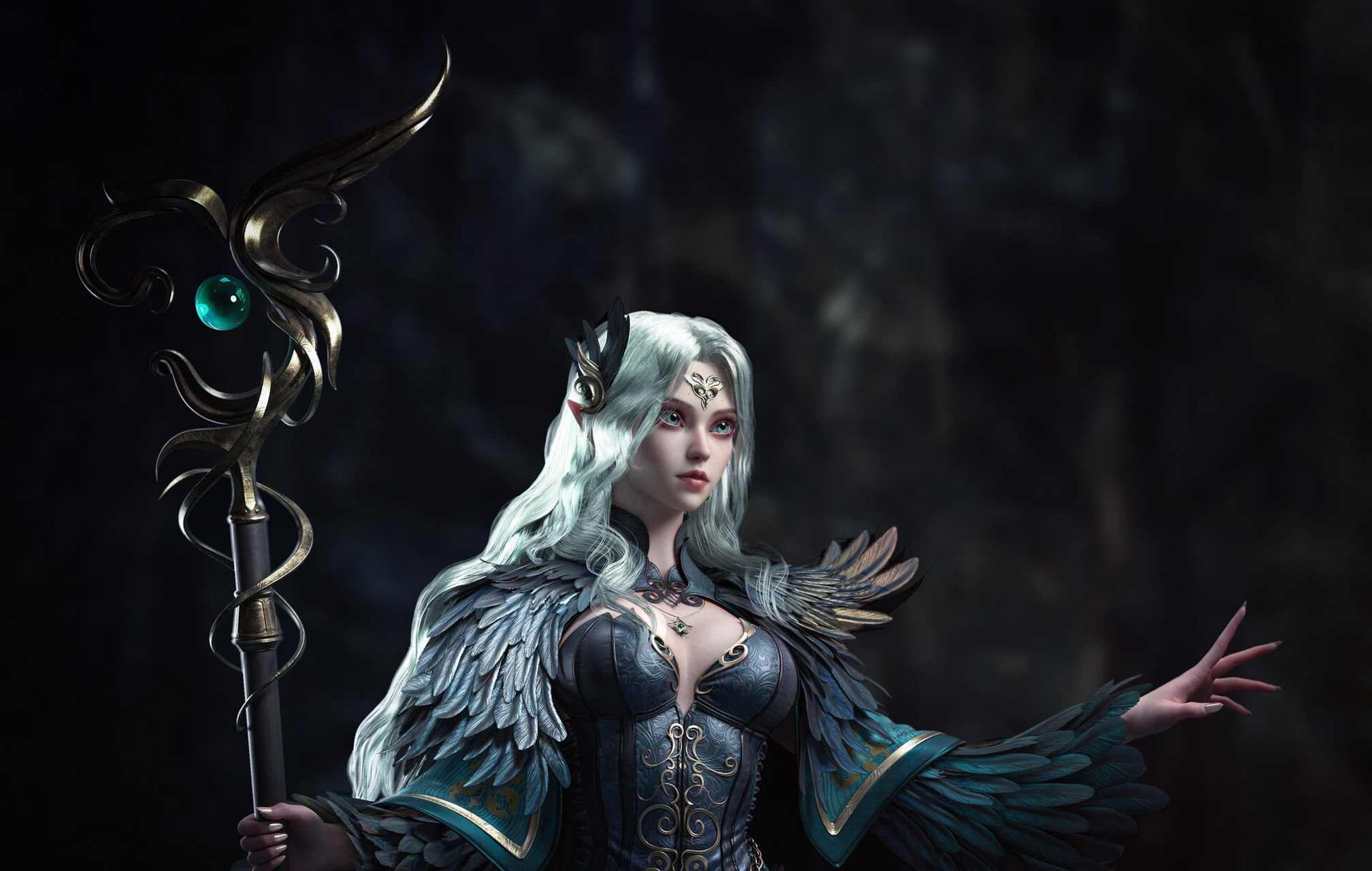 建模欣赏:精灵女法师,by 毛瑞辞.#动漫# #模型# #二次元