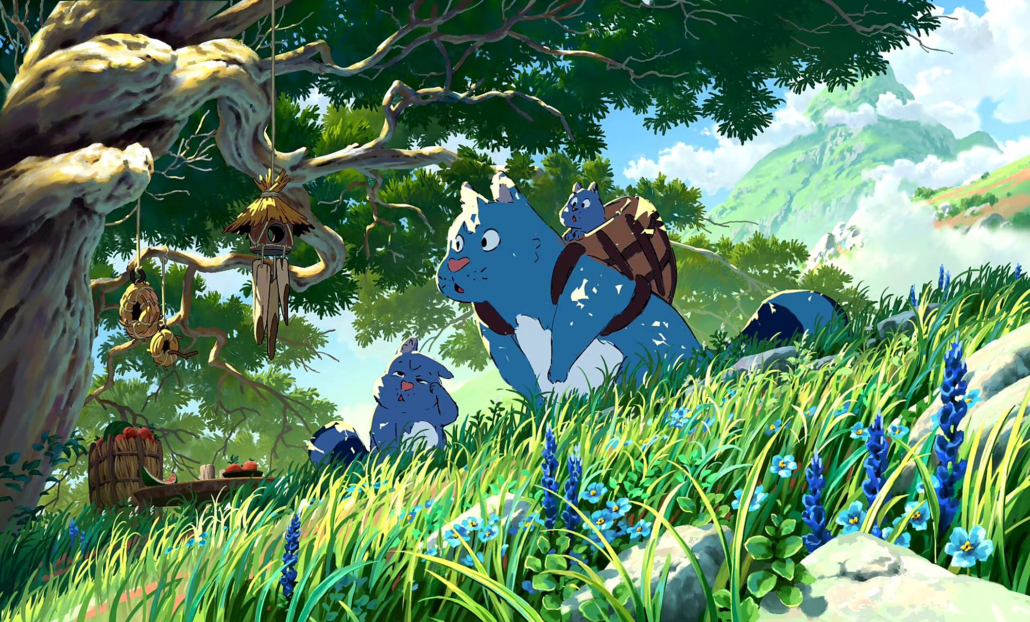 一组颇具吉卜力动画风格的动漫场景作品,描绘了少年的冒险故事,by