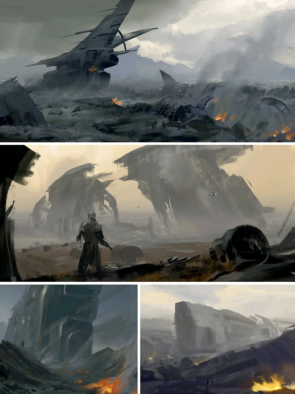 游戏《eve》概念场景插画欣赏,描绘了人类探索外星世界的场景.