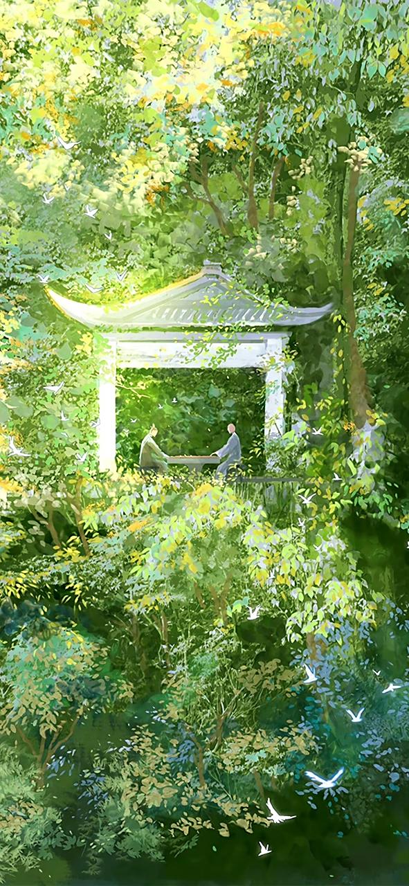 一组青绿古风插画欣赏,纵情山水间,不负今韶华,by redmatcha.