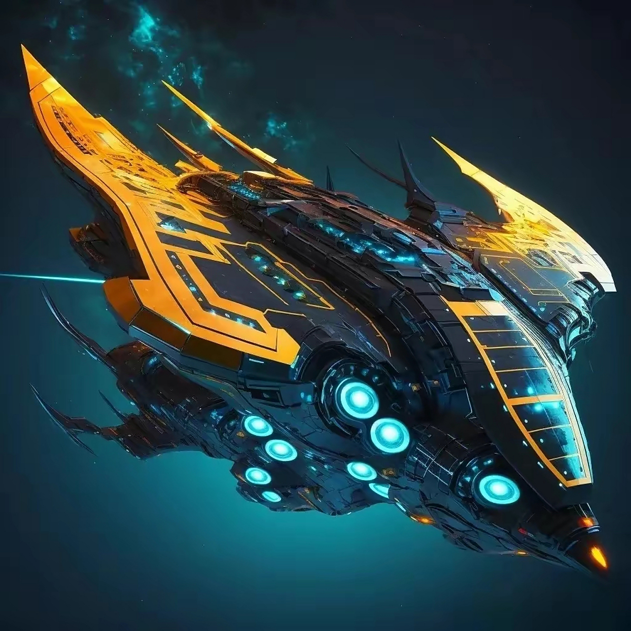 一组ai生成的飞船载具插画作品,飞船形态各异,有现实中机械的影子.