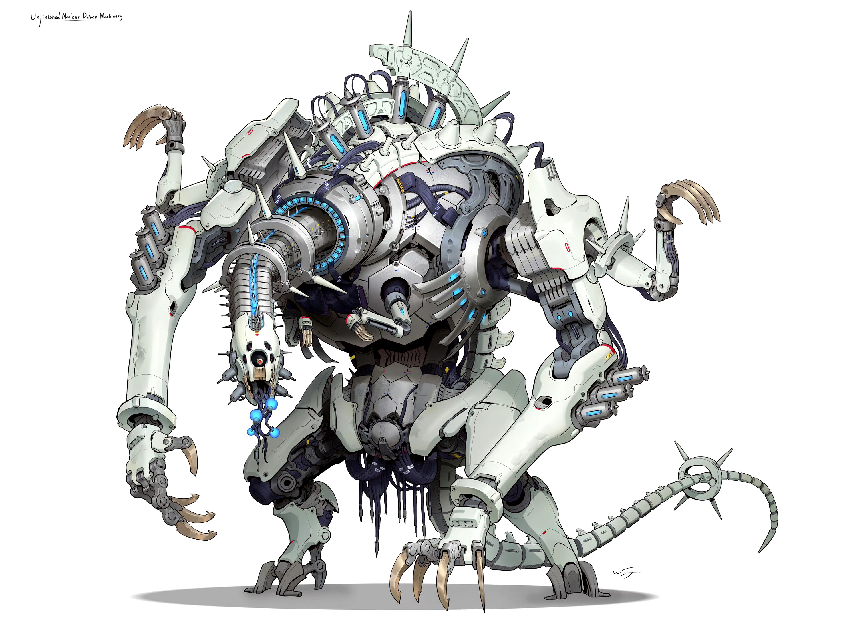 机甲设计感半机甲神殿机甲机械怪物 科幻画机甲发散思维的图片 插画