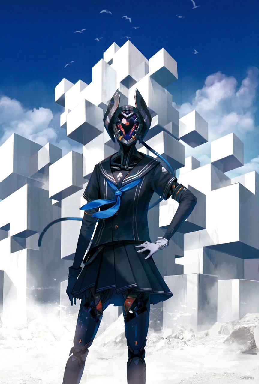 动漫人物设计欣赏,描绘了赛博朋克风格的角色,机械与生化科技结合起来