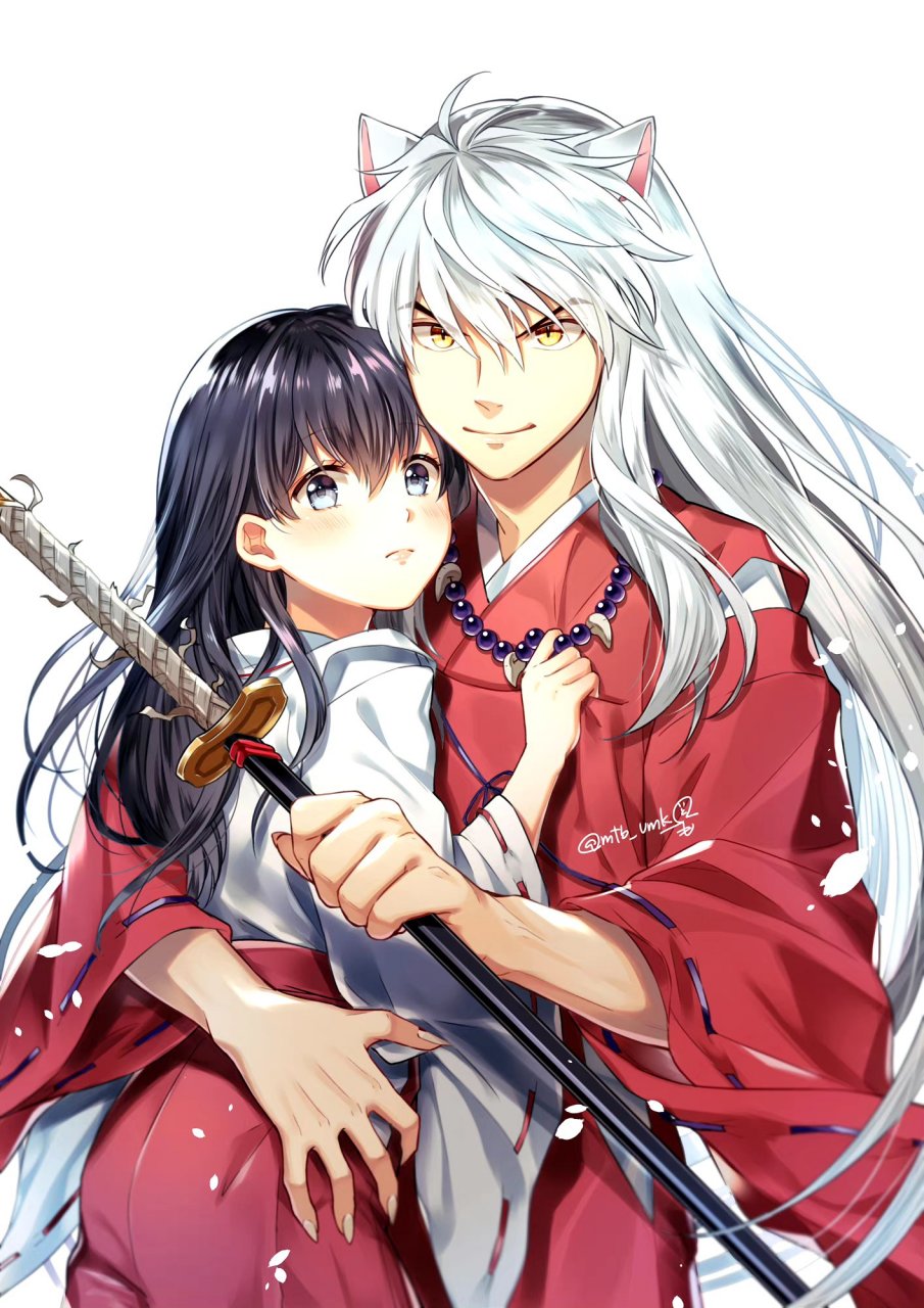 一组动画《犬夜叉》角色插画,犬夜叉与戈薇,by mtb_umk.