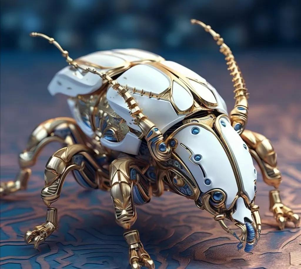 一组ai生成的机械昆虫模型,细节满满,很有质感,by bernard.