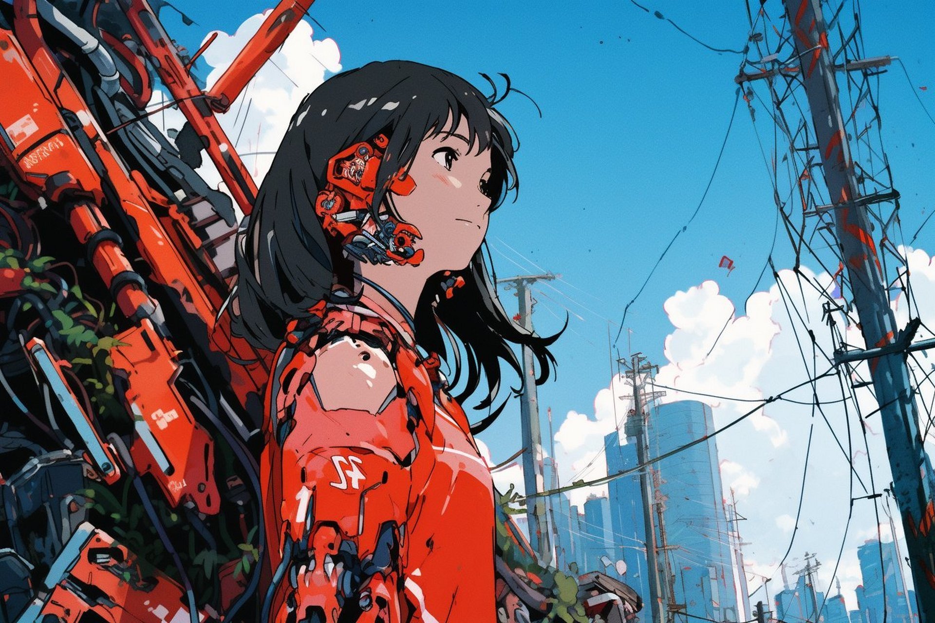 一组ai生成主题为"机械与少女"的插画,将角色与机械结合颇具蒸汽朋克