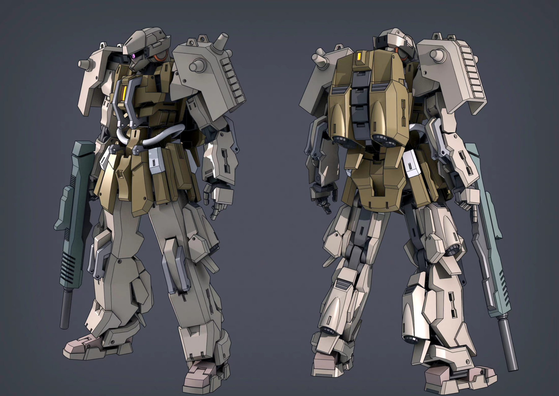 一组机甲设定作品欣赏,对ms进行了再次设定,by uechi.#动漫# #插画# #