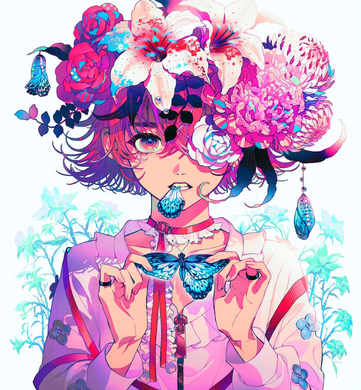 插画师 秋赤音 动漫人物插画欣赏,颜色明艳,风格怪诞,画面让人印象