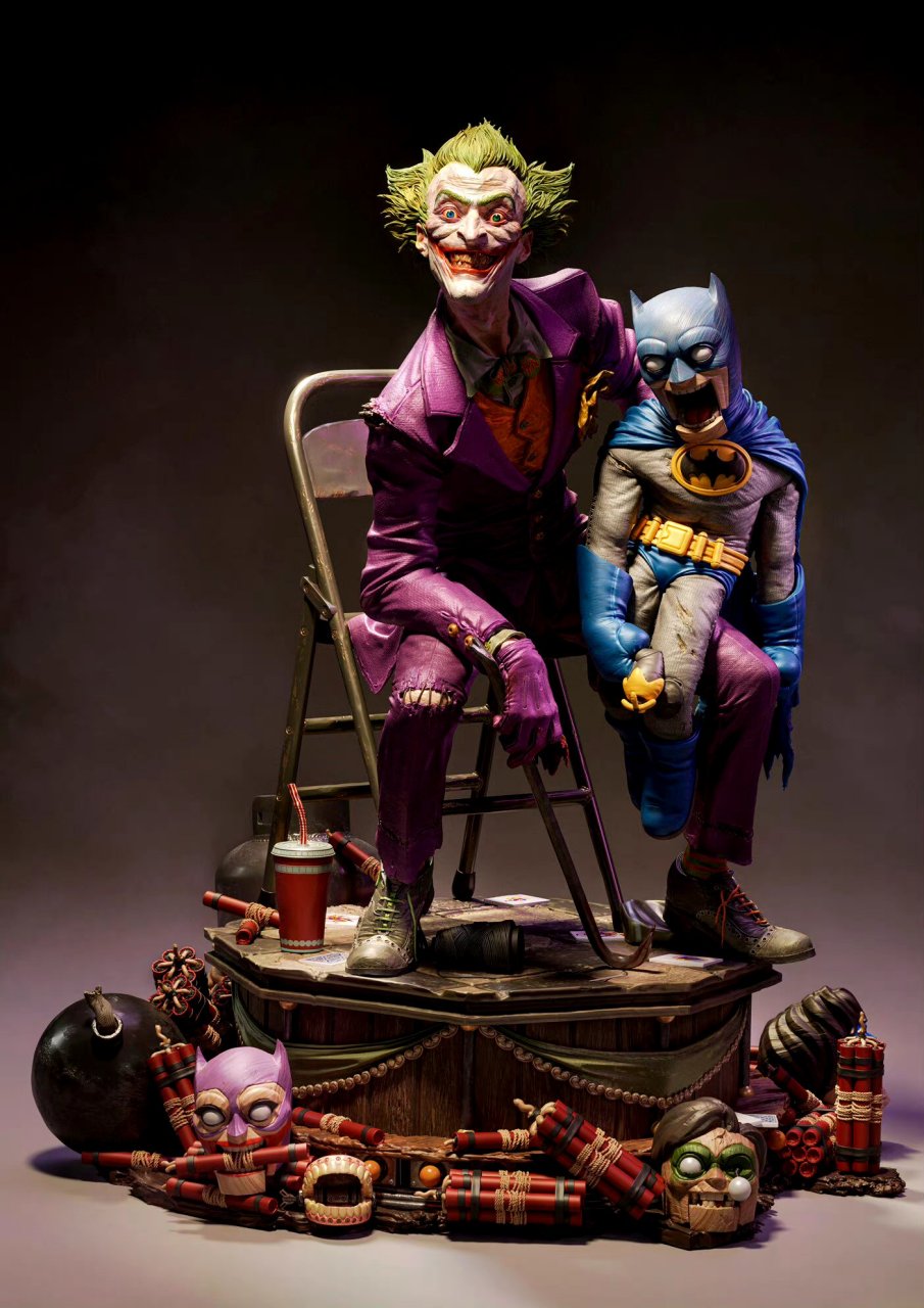 建模欣赏:蝙蝠侠 小丑,展现了他玩弄蝙蝠侠木偶的场景,by daniel dani
