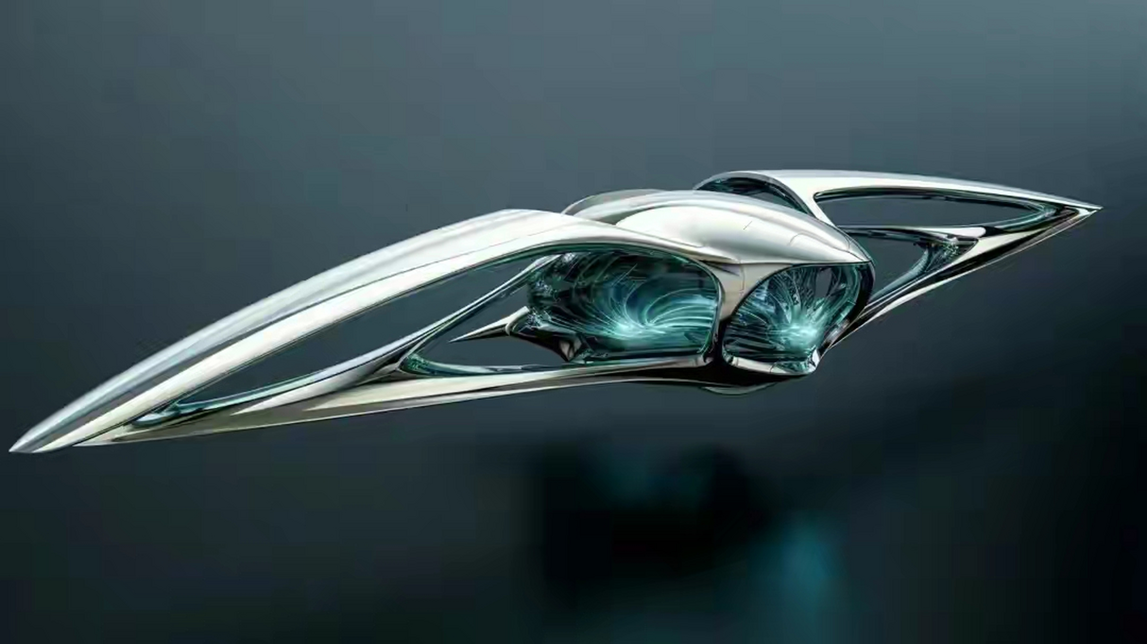 一组未来风格飞行器绘画作品欣赏,采用了流线型设计和反重力引擎.