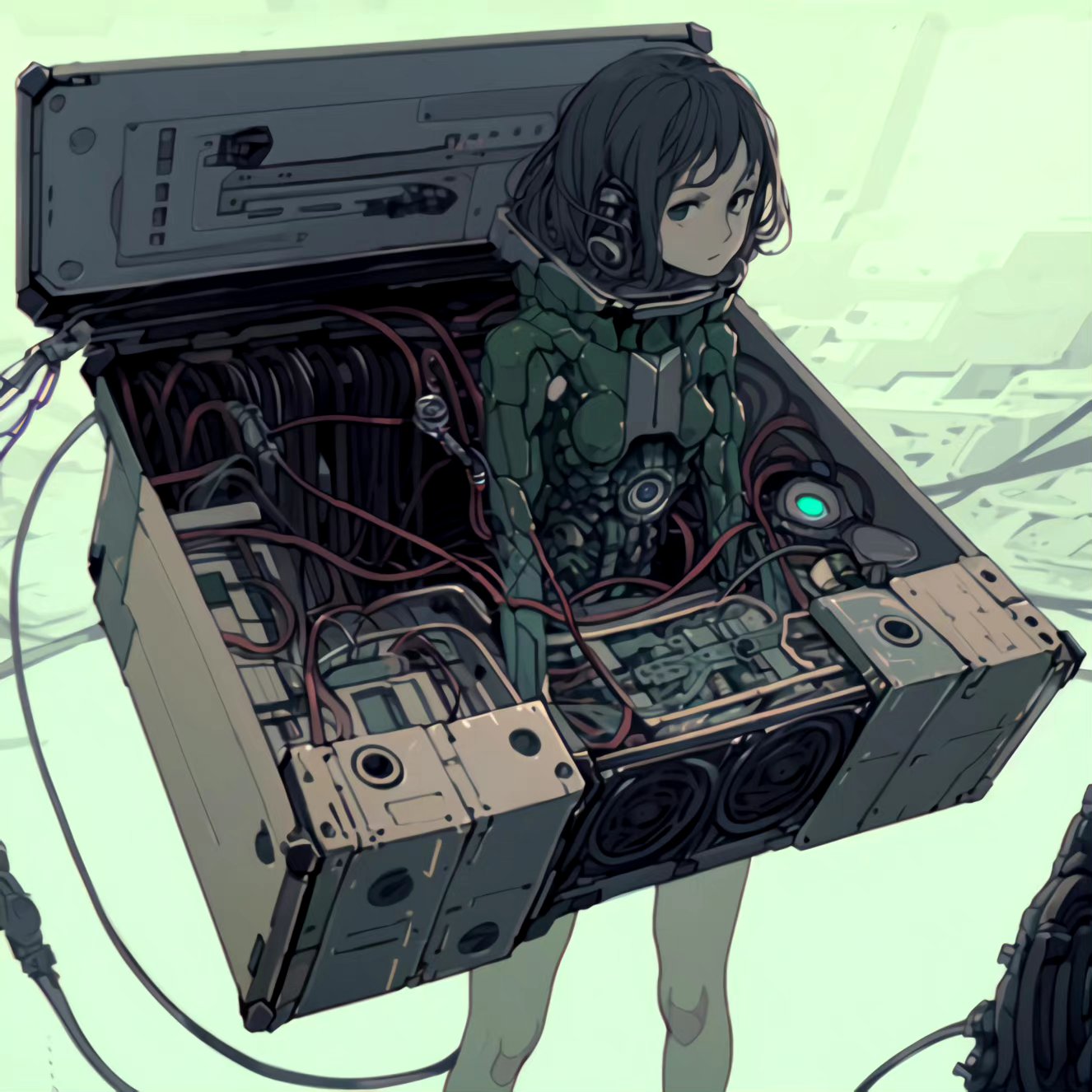 一组box机娘,将角色与各种机箱连接, by kdd. #动漫# #科幻# #插画