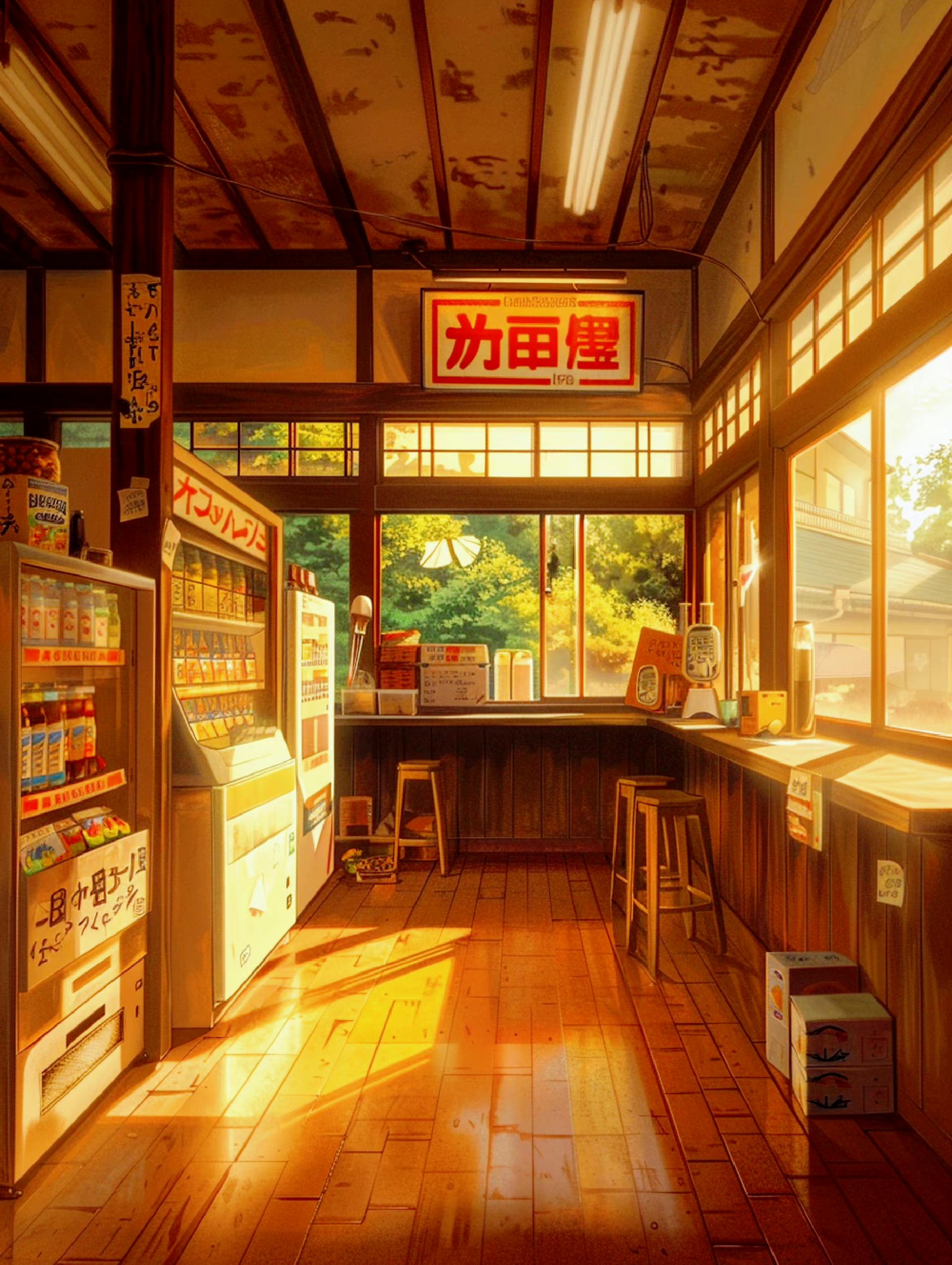 分享一组动漫场景作品,描绘了夏日室内的景象,画面色彩明快,充满温馨